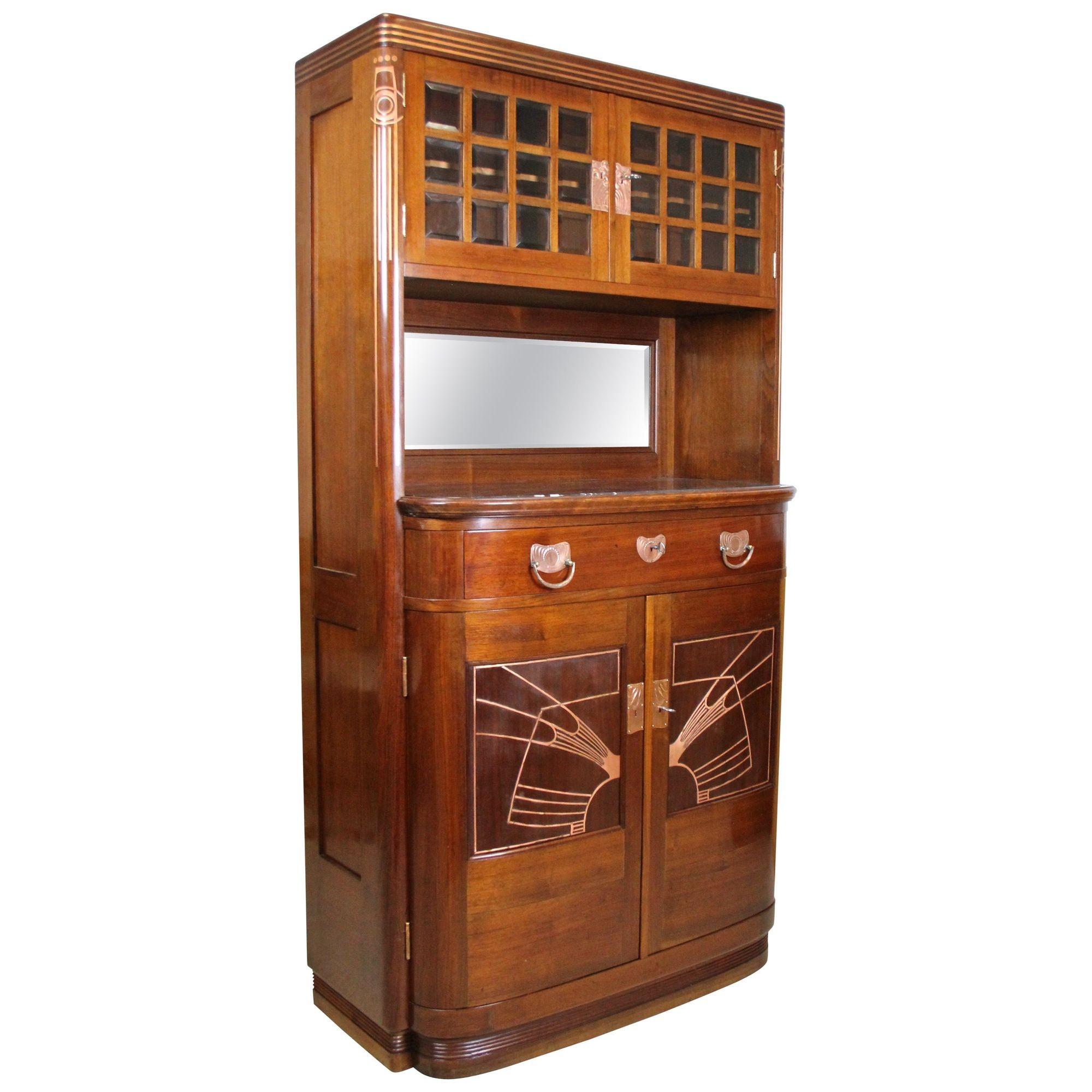 Veneer 20th Century Art Nouveau Mahogany Cabinet/ Buffet by August Ungethüm, AT ca 1900 For Sale