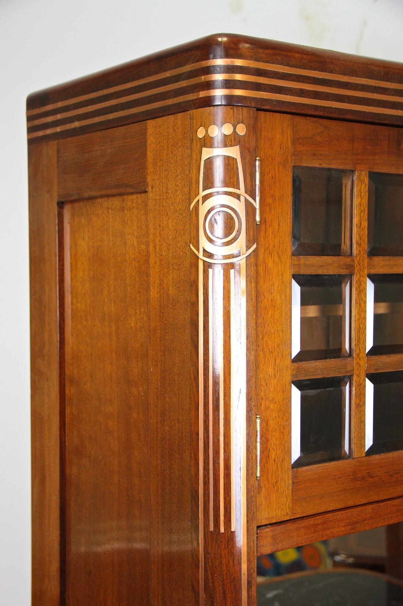 Copper 20th Century Art Nouveau Mahogany Cabinet/ Buffet by August Ungethüm, AT ca 1900 For Sale