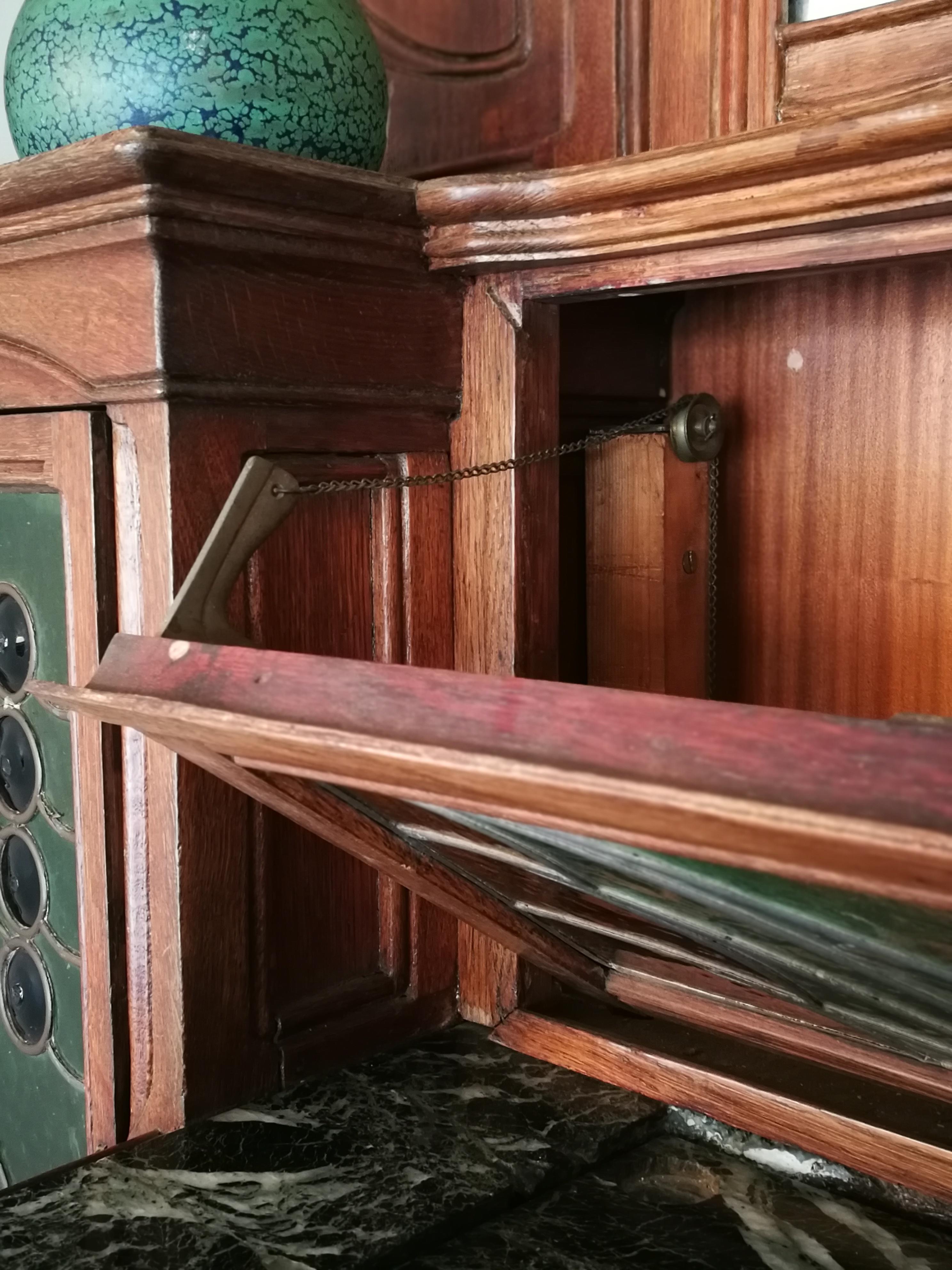 20th Century Art Nouveau Oak Signed A. Ruiz Barcelona Fireplace For Sale 6
