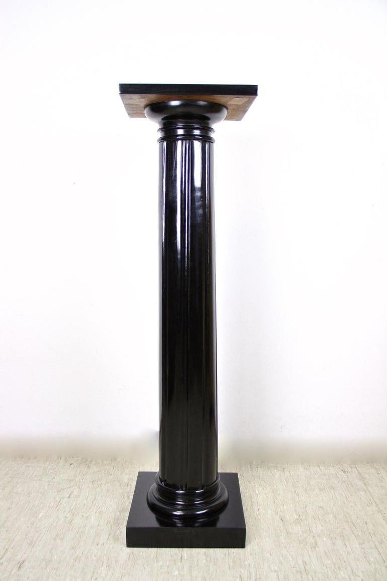 19th Century 20th Century Art Nouveau Pedestal or Column, ebonized /handcarved, AT ca. 1900 For Sale