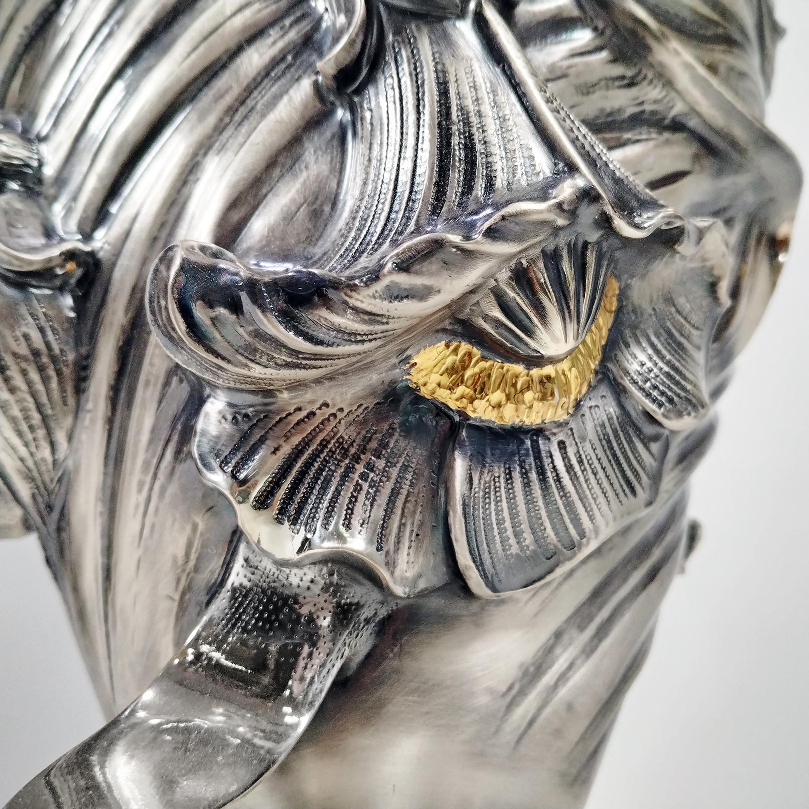 20th Century Art Nouveau Revival Italian Sterling Silver Vase For Sale 10