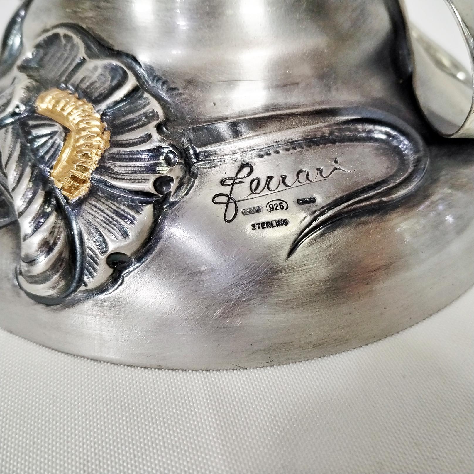 20th Century Art Nouveau Revival Italian Sterling Silver Vase For Sale 1
