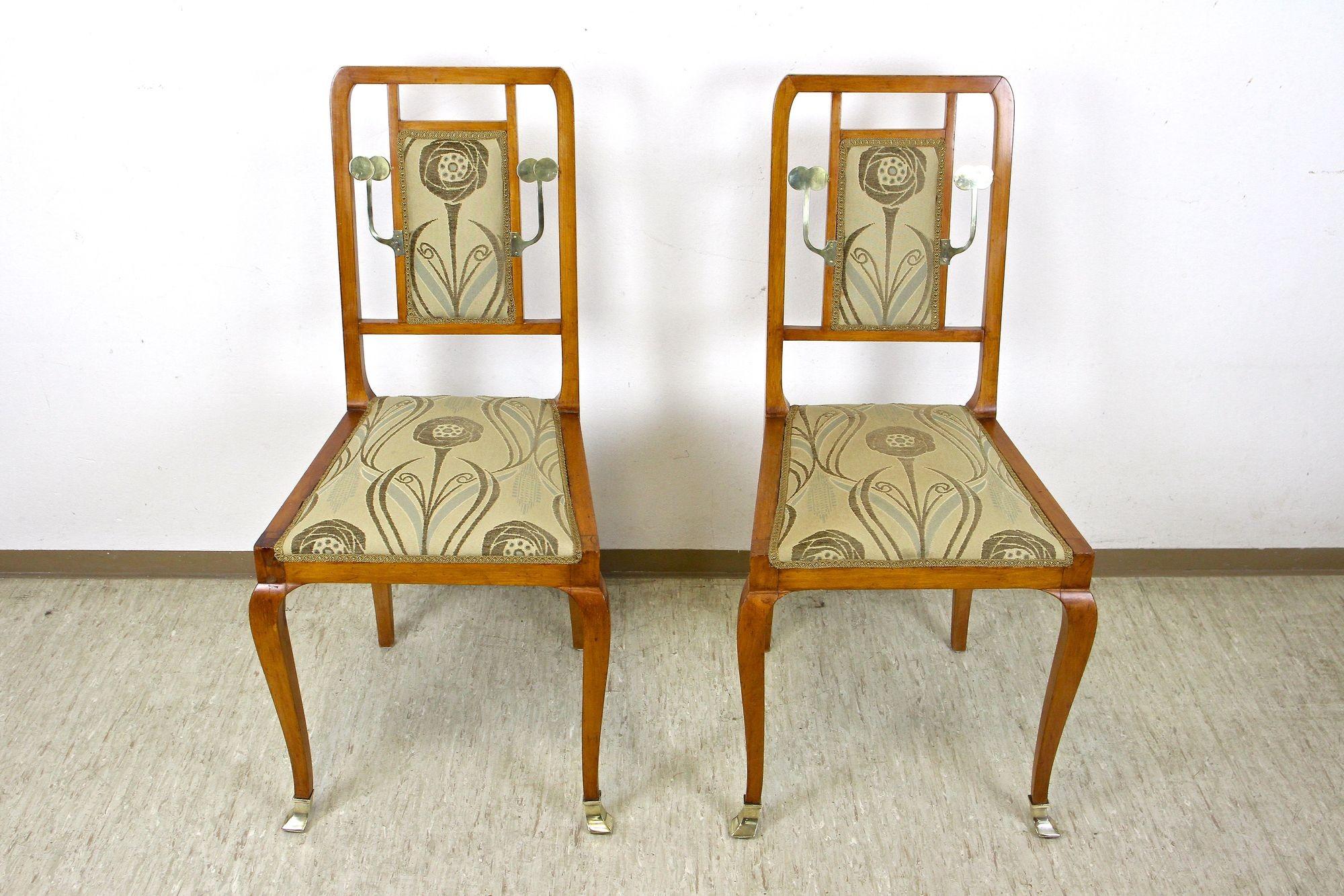 Suite de salon Art nouveau du XXe siècle avec éléments en laiton, Autriche vers 1910 en vente 5