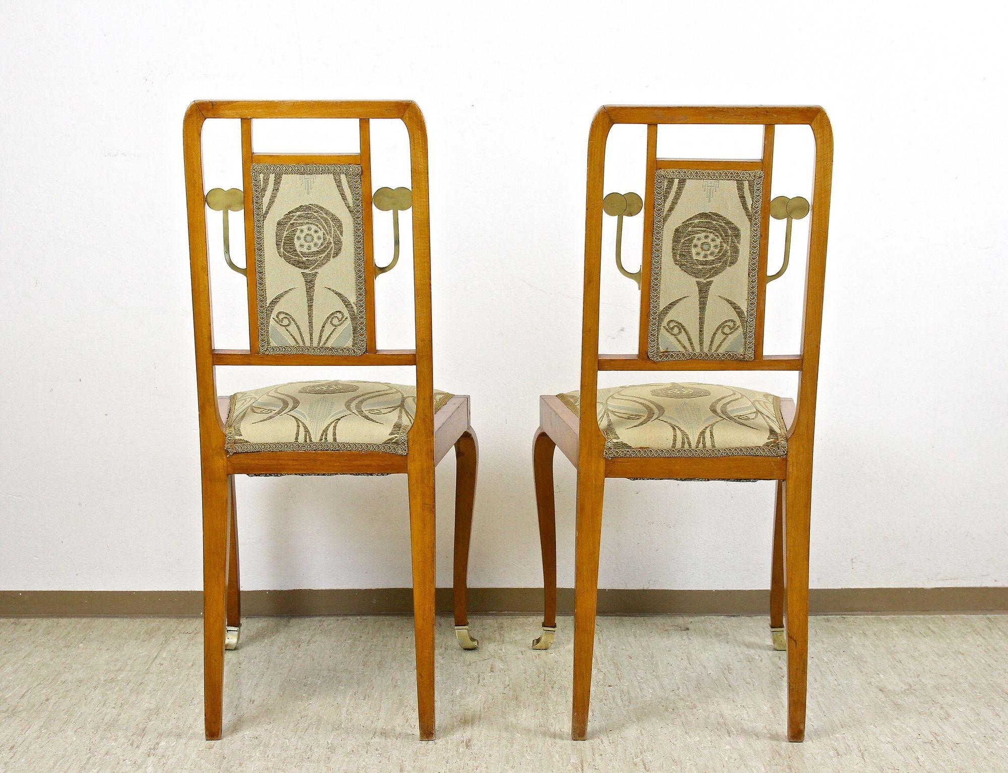Suite de salon Art nouveau du XXe siècle avec éléments en laiton, Autriche vers 1910 en vente 10