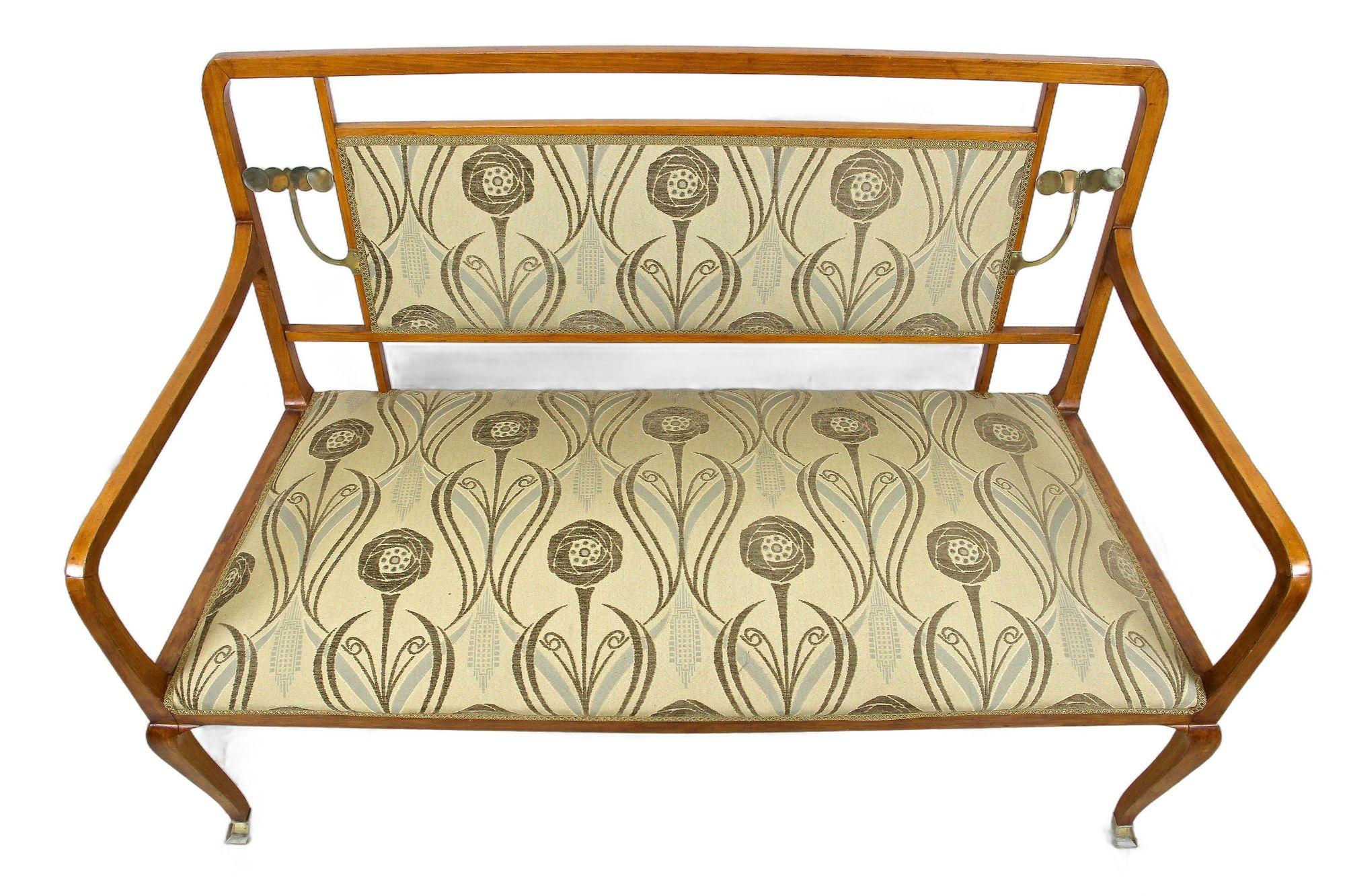 Suite de salon Art nouveau du XXe siècle avec éléments en laiton, Autriche vers 1910 Bon état - En vente à Lichtenberg, AT