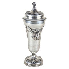 Antique 20th Century Art Nouveau Silver Amphora Vase With Lid, Austria circa 1900