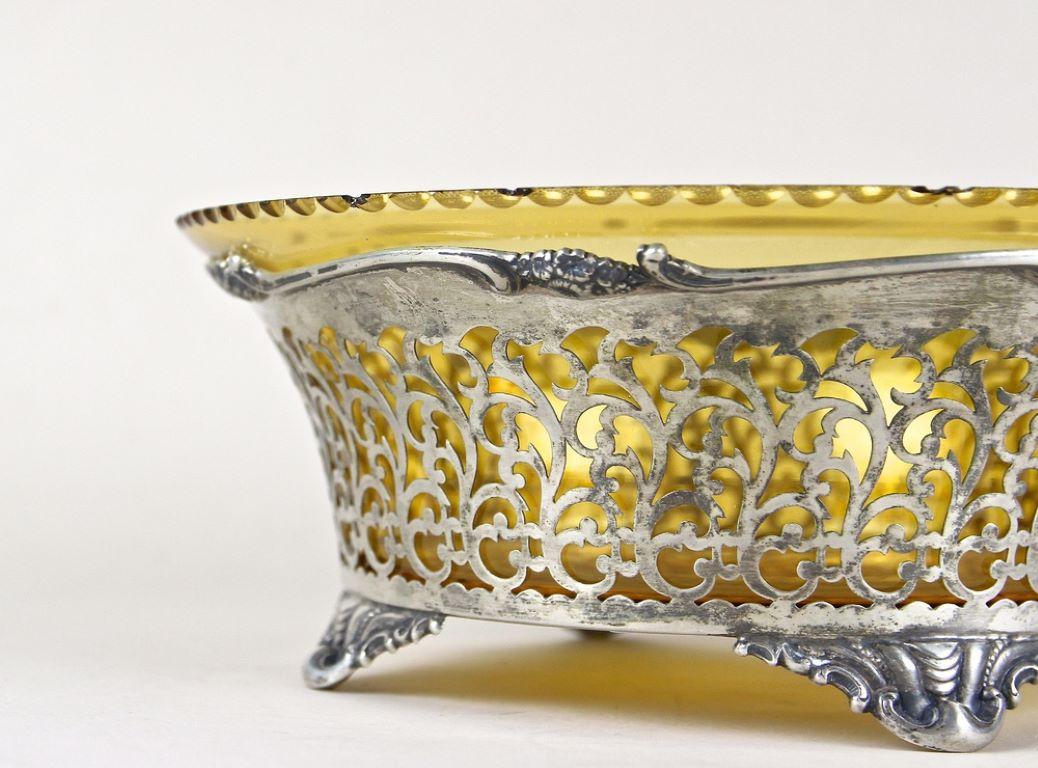 20th Century Art Nouveau Silver Basket With Ambercolored Glass Bowl, AT ca. 1900 For Sale 10