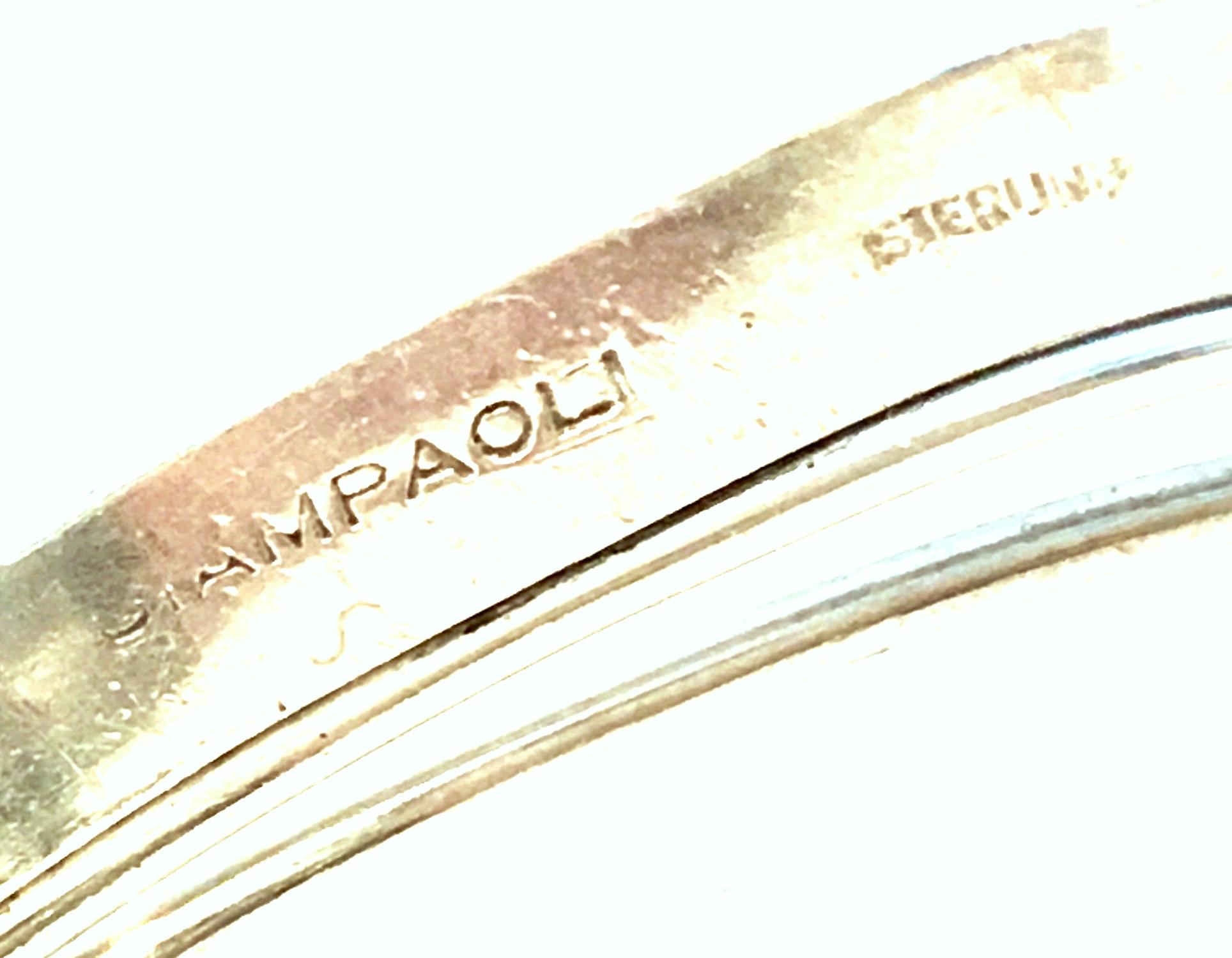 20th Century Art Nouveau Sterling Garnet & Moonstone Cuff Bracelet By, Giampaoli For Sale 5