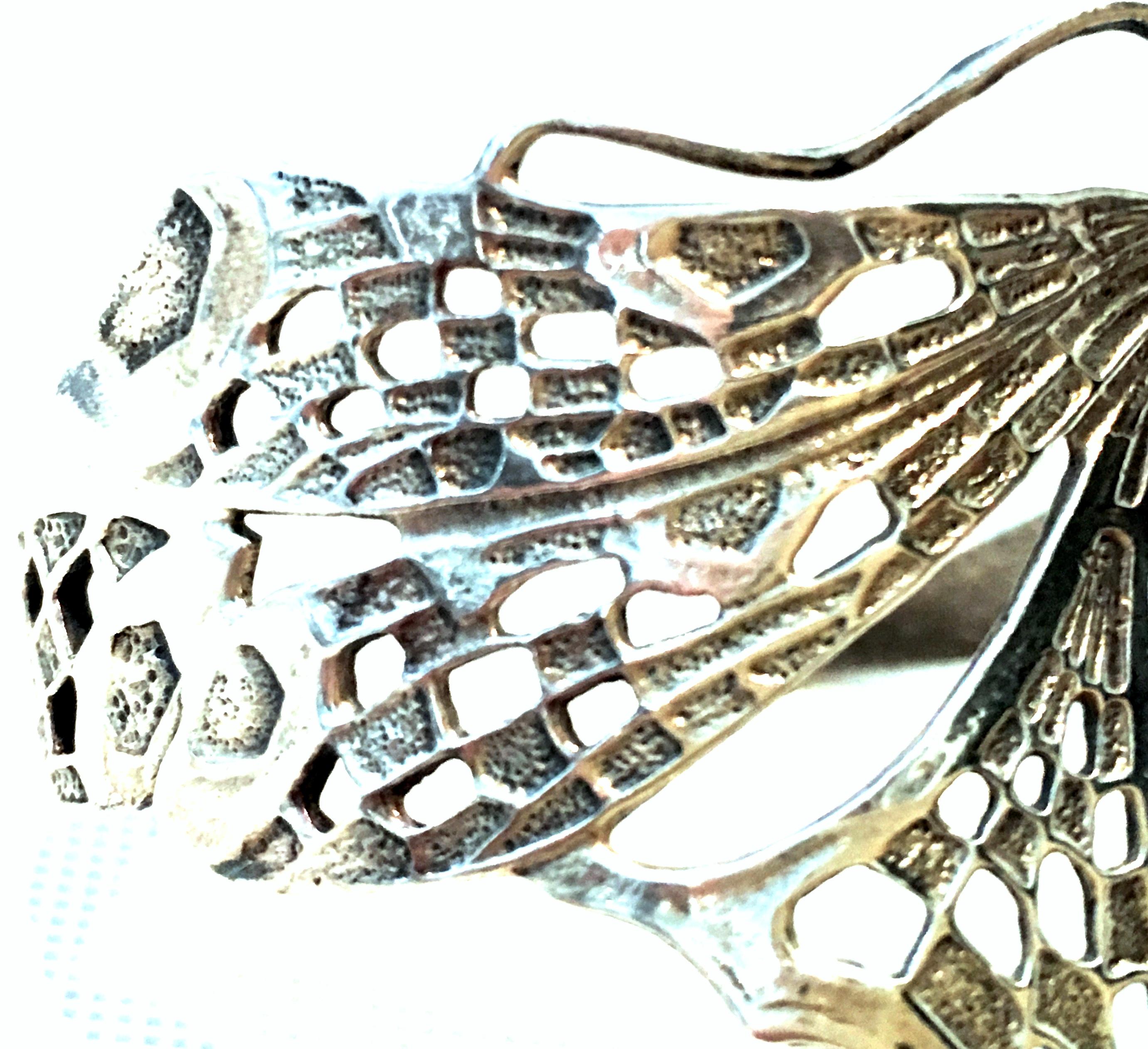 20th Century Art Nouveau Style 925 Sterling Silver Dragonfly Cuff Bracelet 3