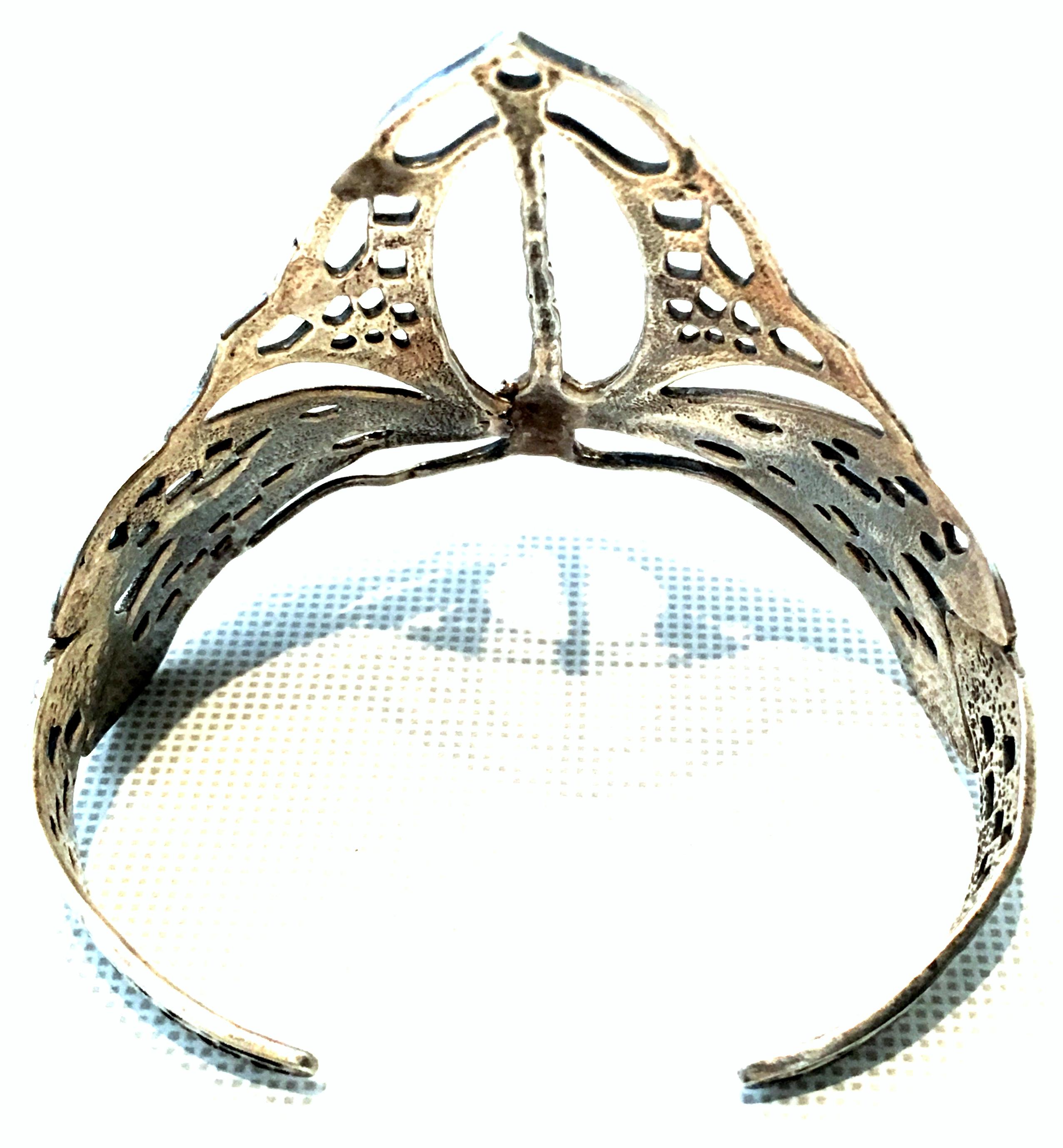 20th Century Art Nouveau Style 925 Sterling Silver Dragonfly Cuff Bracelet 4