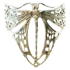 20th Century Art Nouveau Style 925 Sterling Silver Dragonfly Cuff Bracelet
