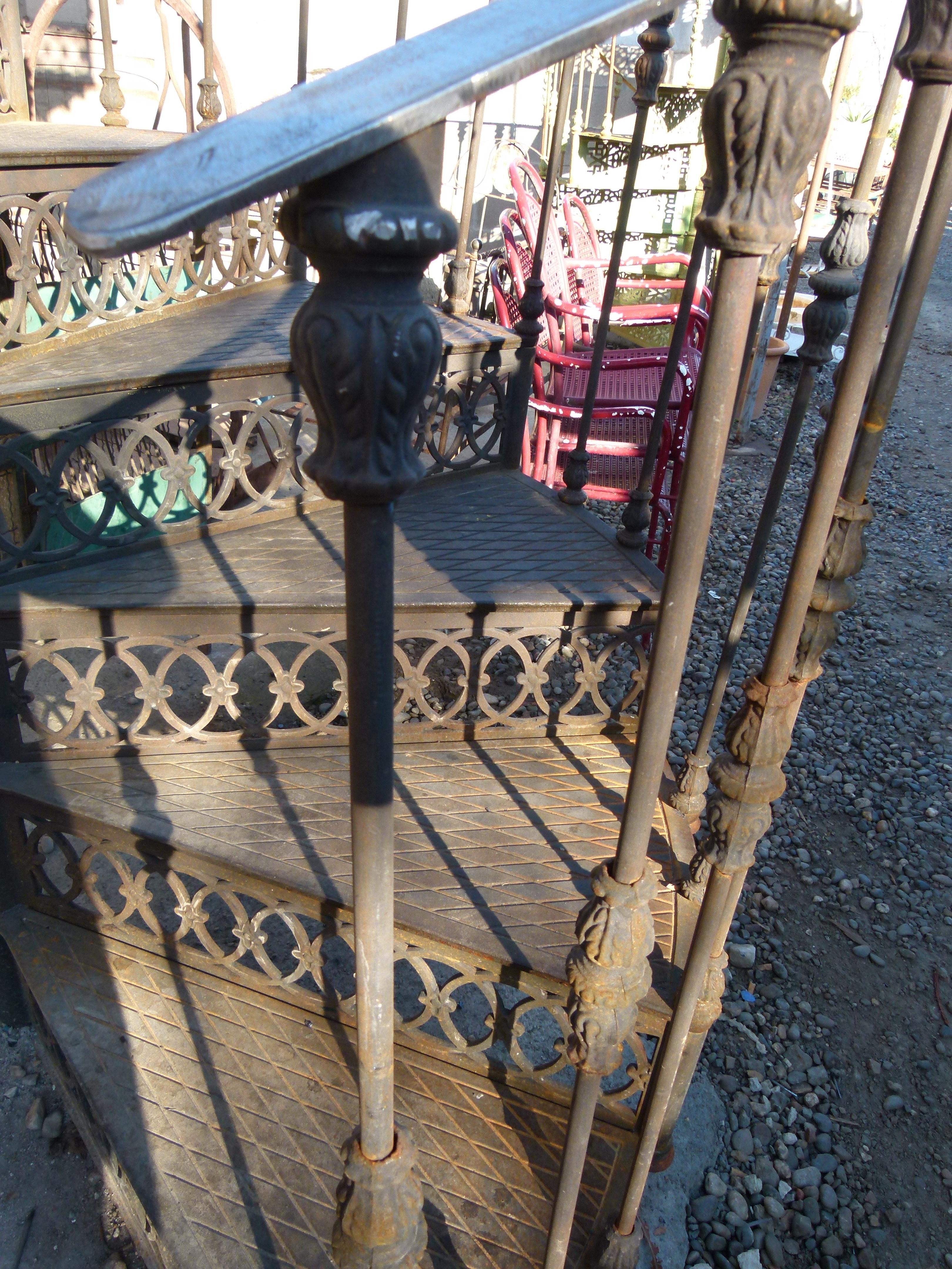 Spanish 20th Century Art Nouveau Style Cast Iron Spiral Staircase from Spain For Sale