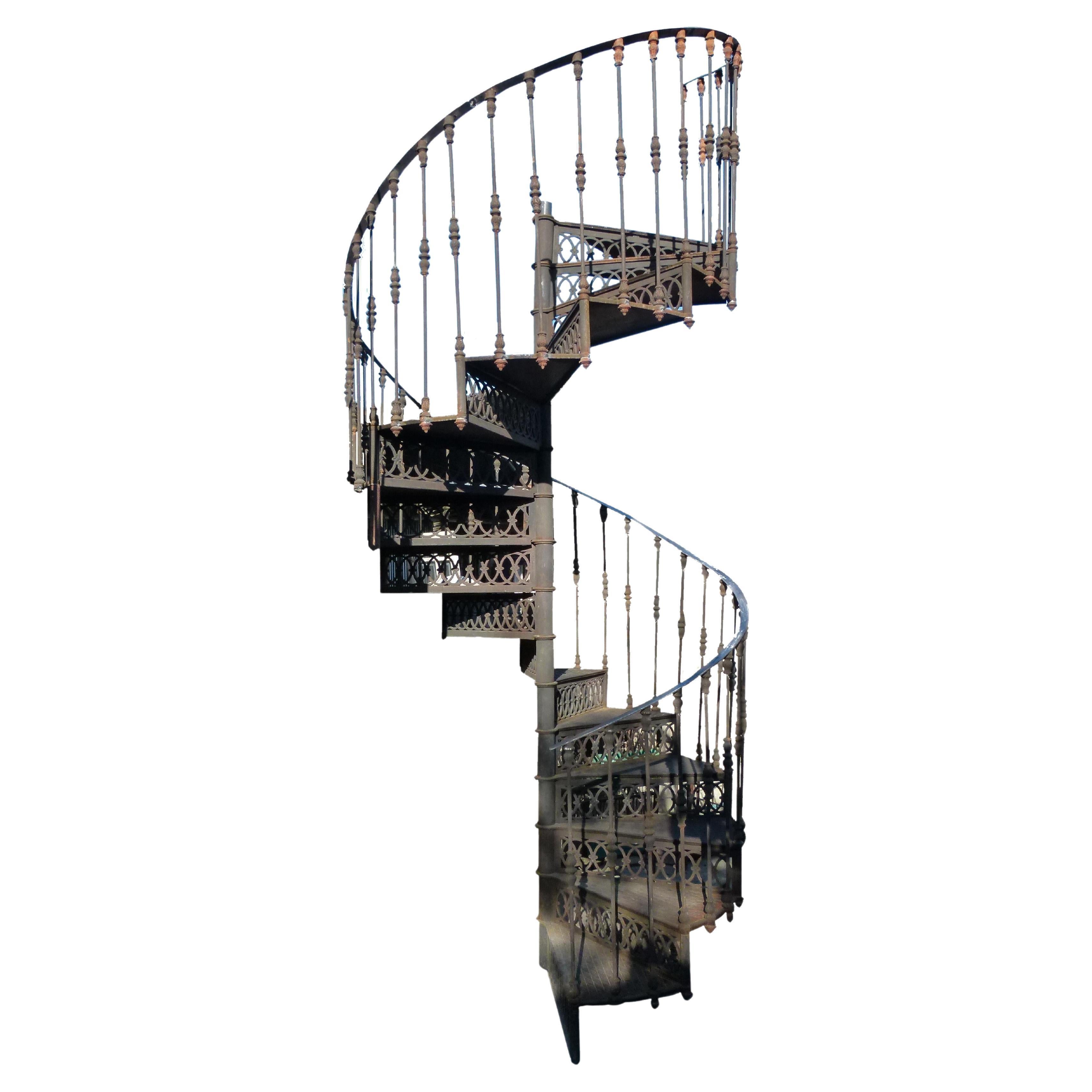 20th Century Art Nouveau Style Cast Iron Spiral Staircase from Spain For Sale