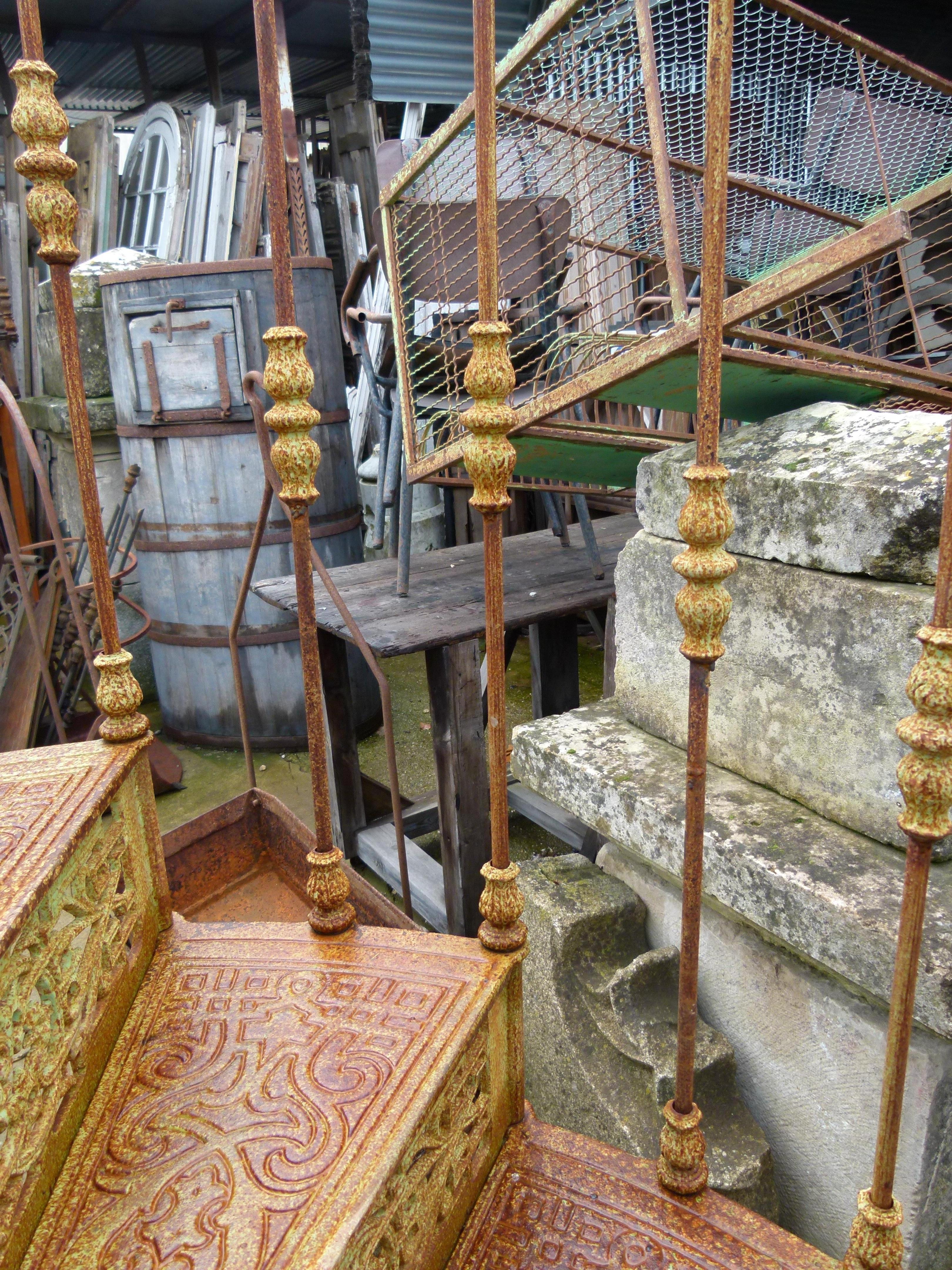 20th Century Art Nouveau Style Iron Spiral Staircase 5