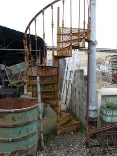 20th Century Art Nouveau Style Iron Spiral Staircase