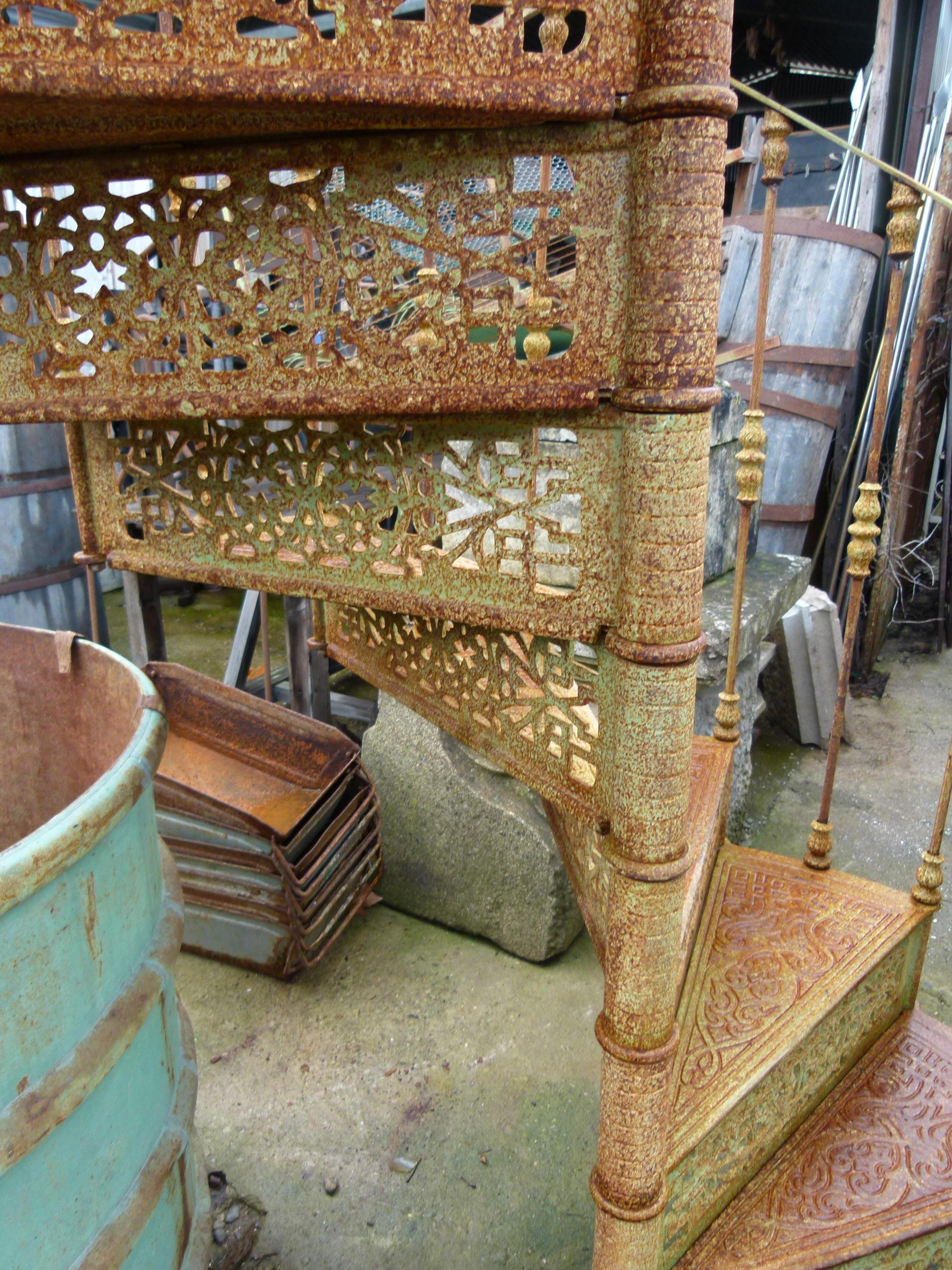 Cast 20th Century Art Nouveau Style Iron Spiral Staircase