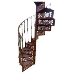 20th Century Art Nouveau Style Iron Spiral Staircase