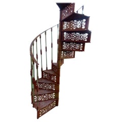 Vintage 20th Century Art Nouveau Style Iron Spiral Staircase