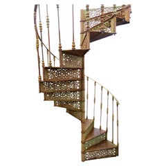 20th Century Art Nouveau Style Iron Spiral Staircase