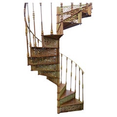 Antique 20th Century Art Nouveau Style Iron Spiral Staircase