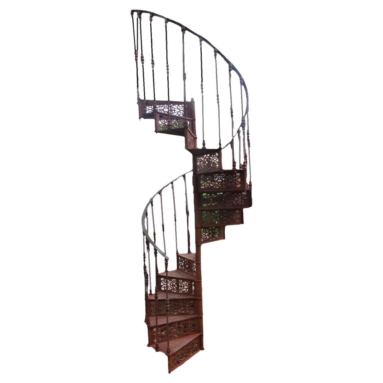 20th Century Art Nouveau Style Iron Spiral Staircase