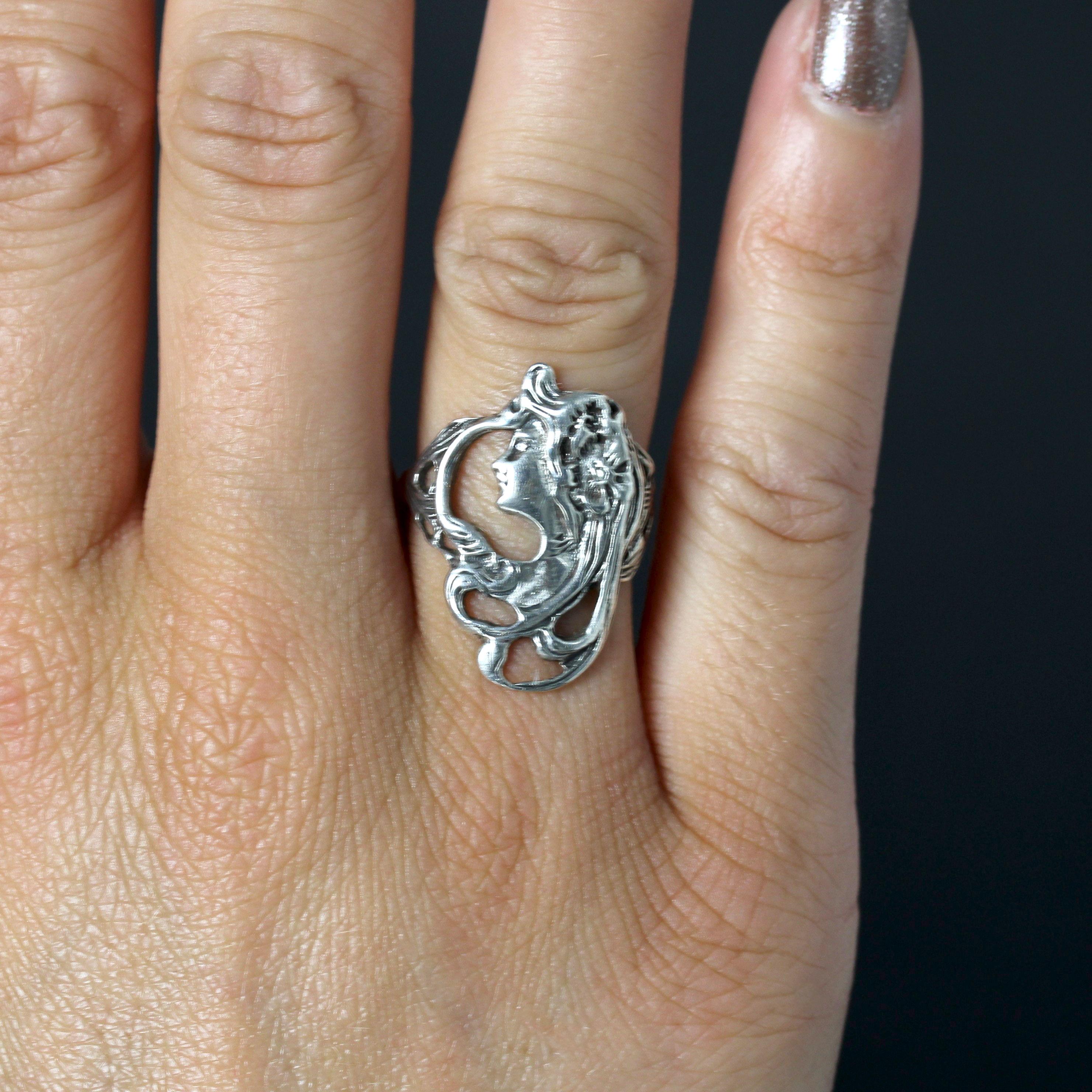 Bague en argent du 20e siècle de style Art nouveau en vente 2