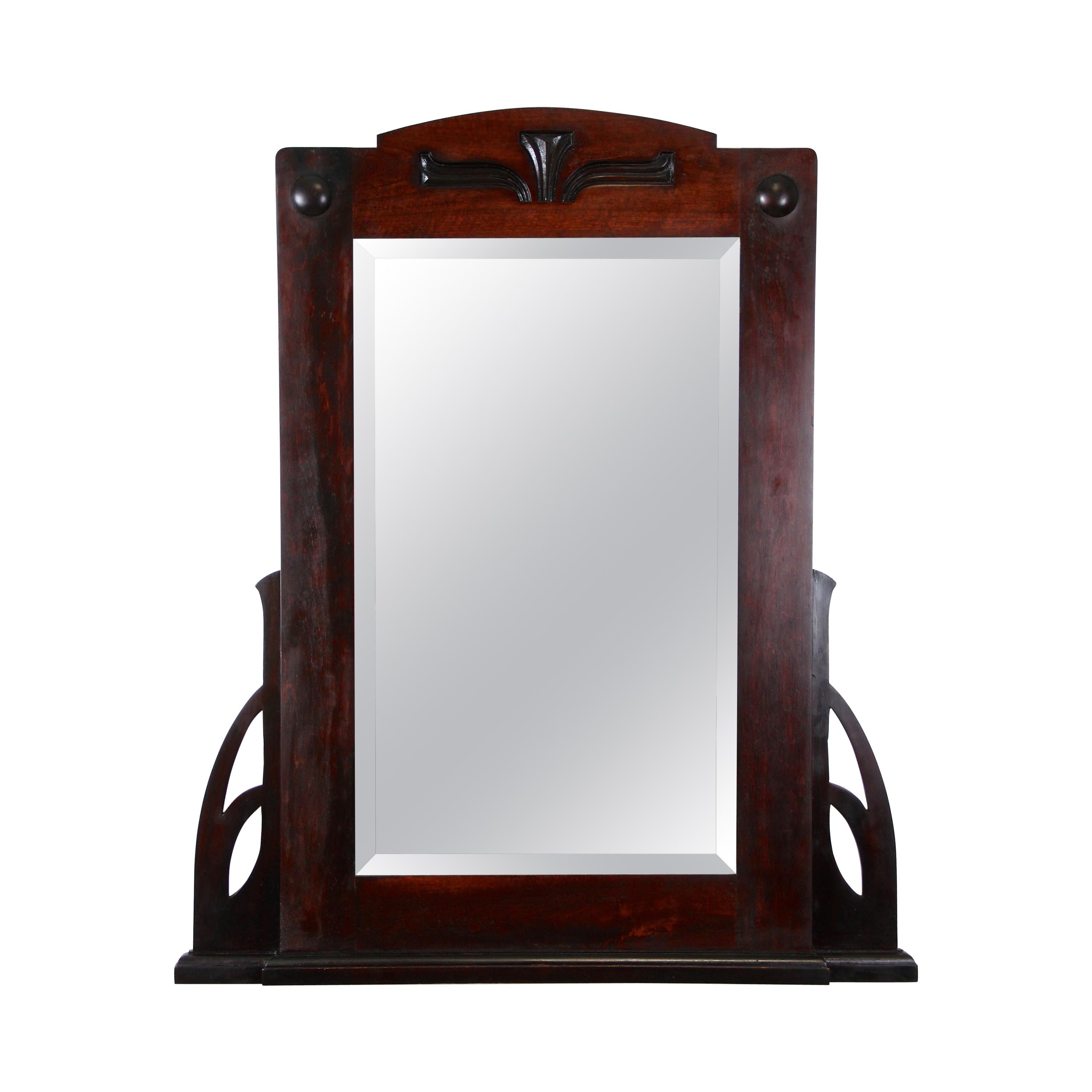 20th Century Art Nouveau Wall Mirror with Facet Cut Mirror, Austria circa 1905