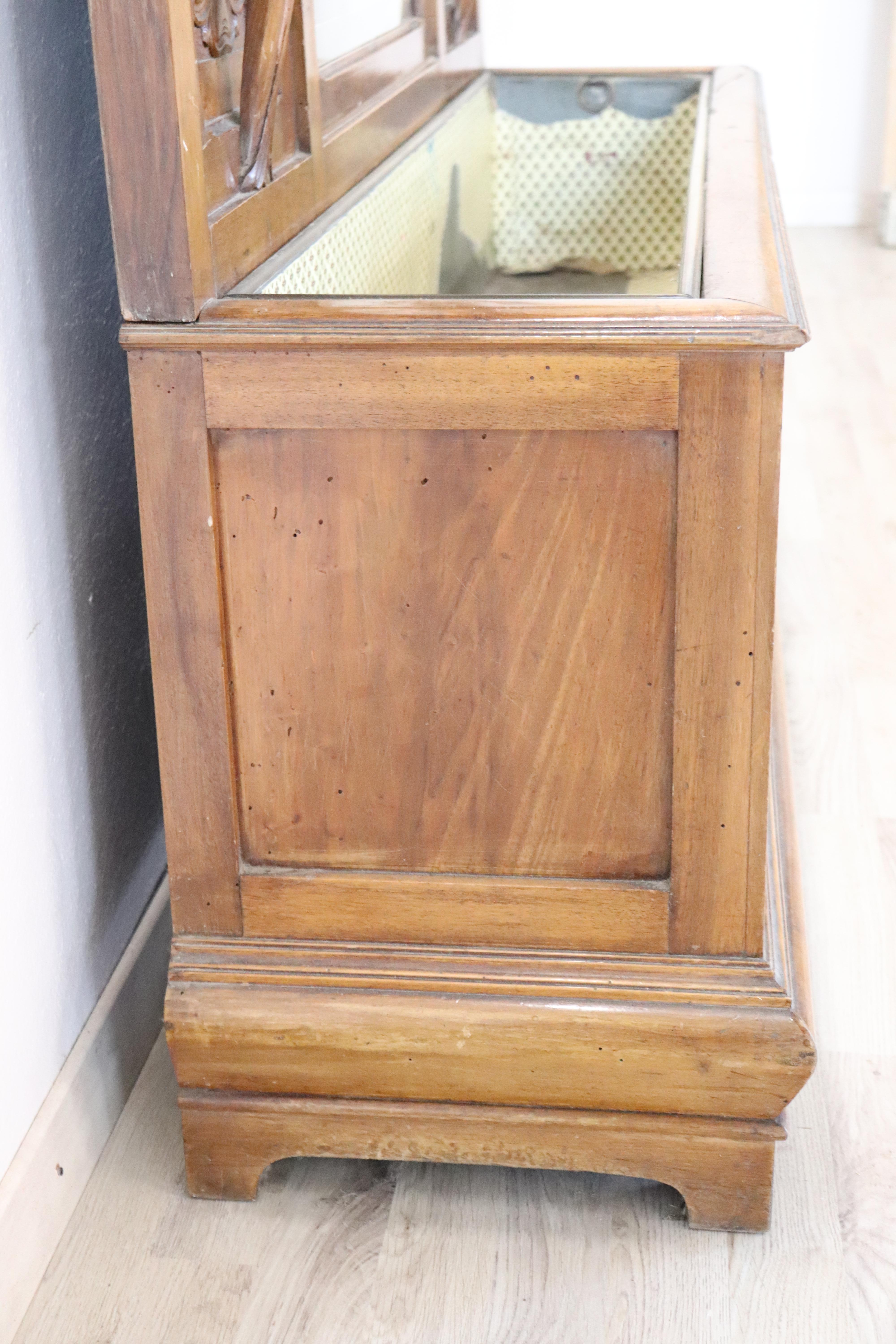 20th Century Art Nouveau Walnut Carved Floor Mirror with Planter 10