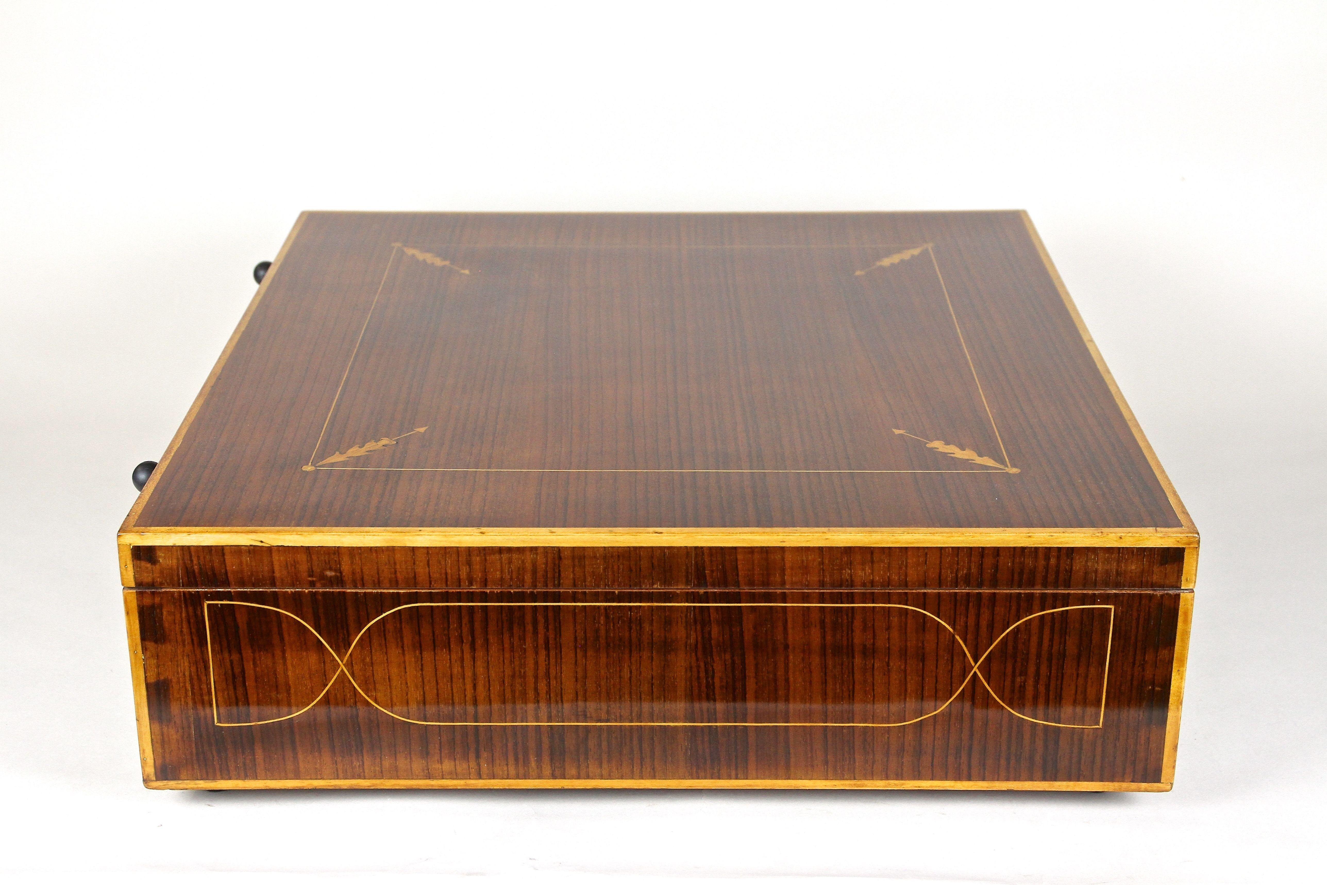 20th Century Art Nouveau Wooden Box with Marquetry Works, Austria circa 1900 2