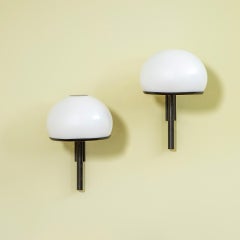 20th Century, Arteluce Pair of White Wall Sconces