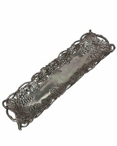 Vintage Arthur Court Grape Motif Serving Tray, Silver Aluminum, 1995