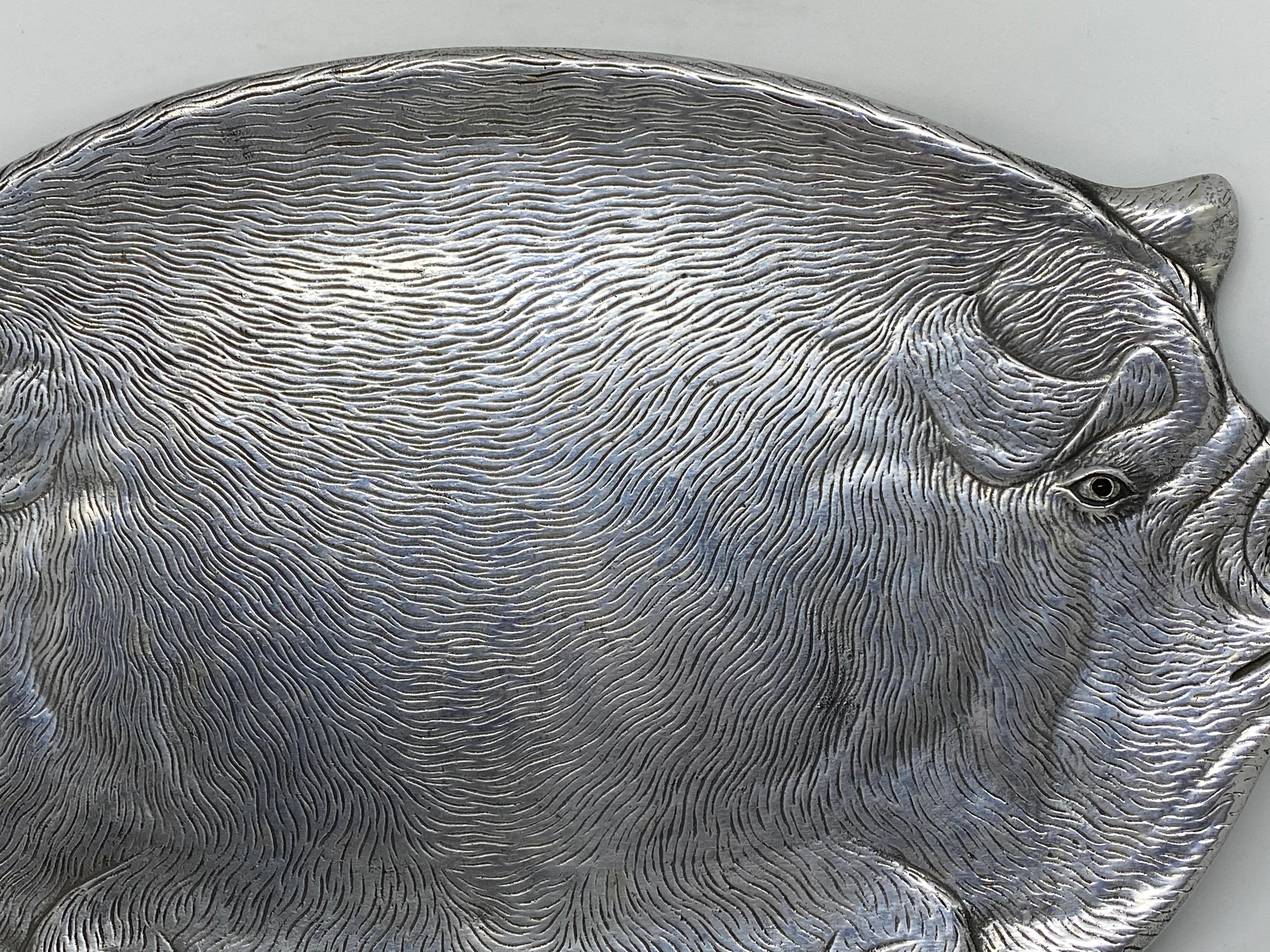 Modern 20th Century Arthur Court Pig Aluminum Tray Plate Platter, 1982