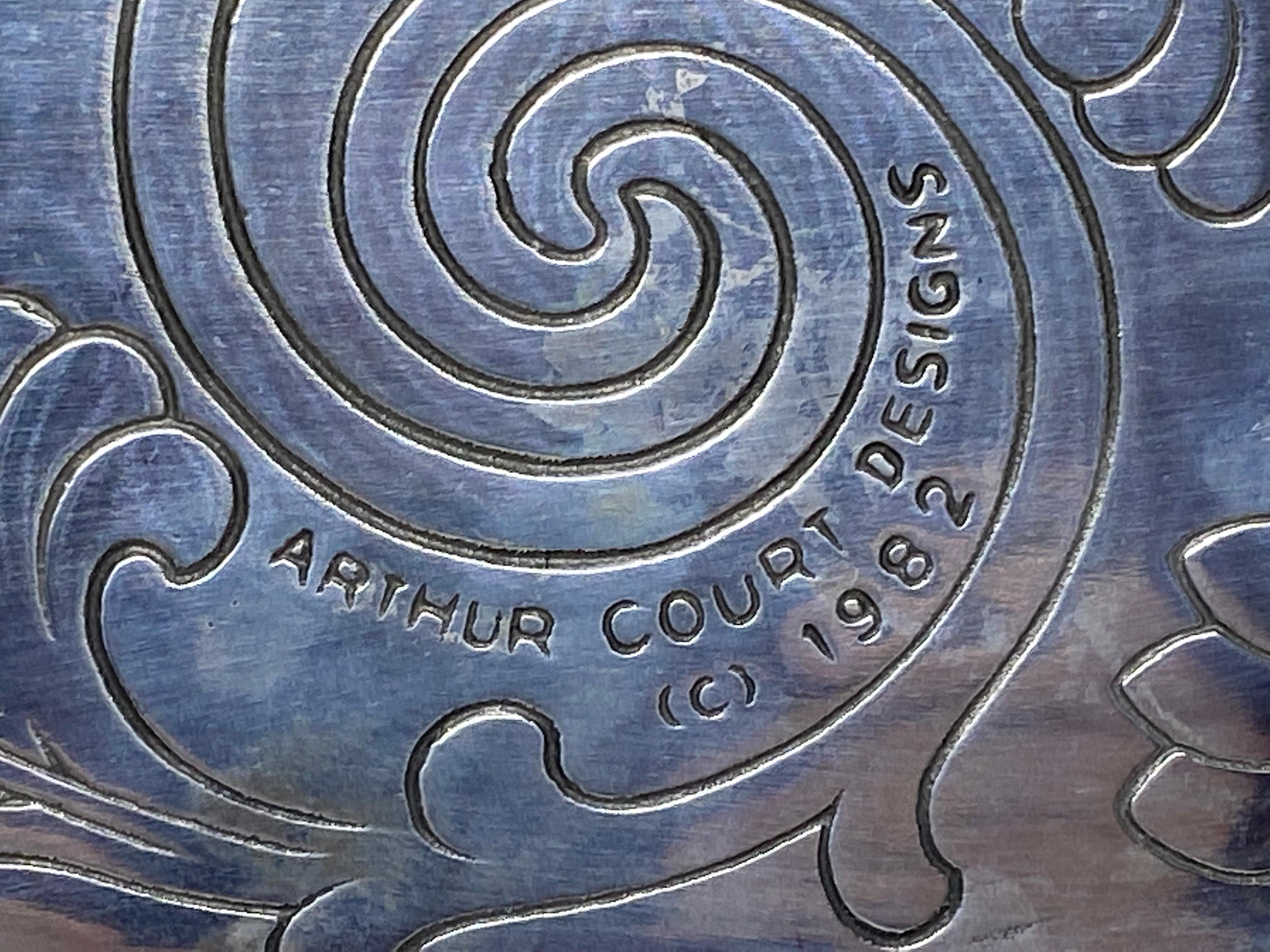 20th Century Arthur Court Pig Aluminum Tray Plate Platter, 1982 1