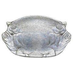 20th Century Arthur Court Pig Aluminum Tray Plate Platter, 1982