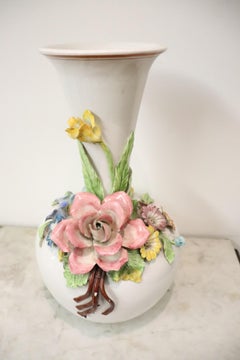 20th Century Artistic Hand Painted Ceramic Vase with Floral Decoration, 1920s