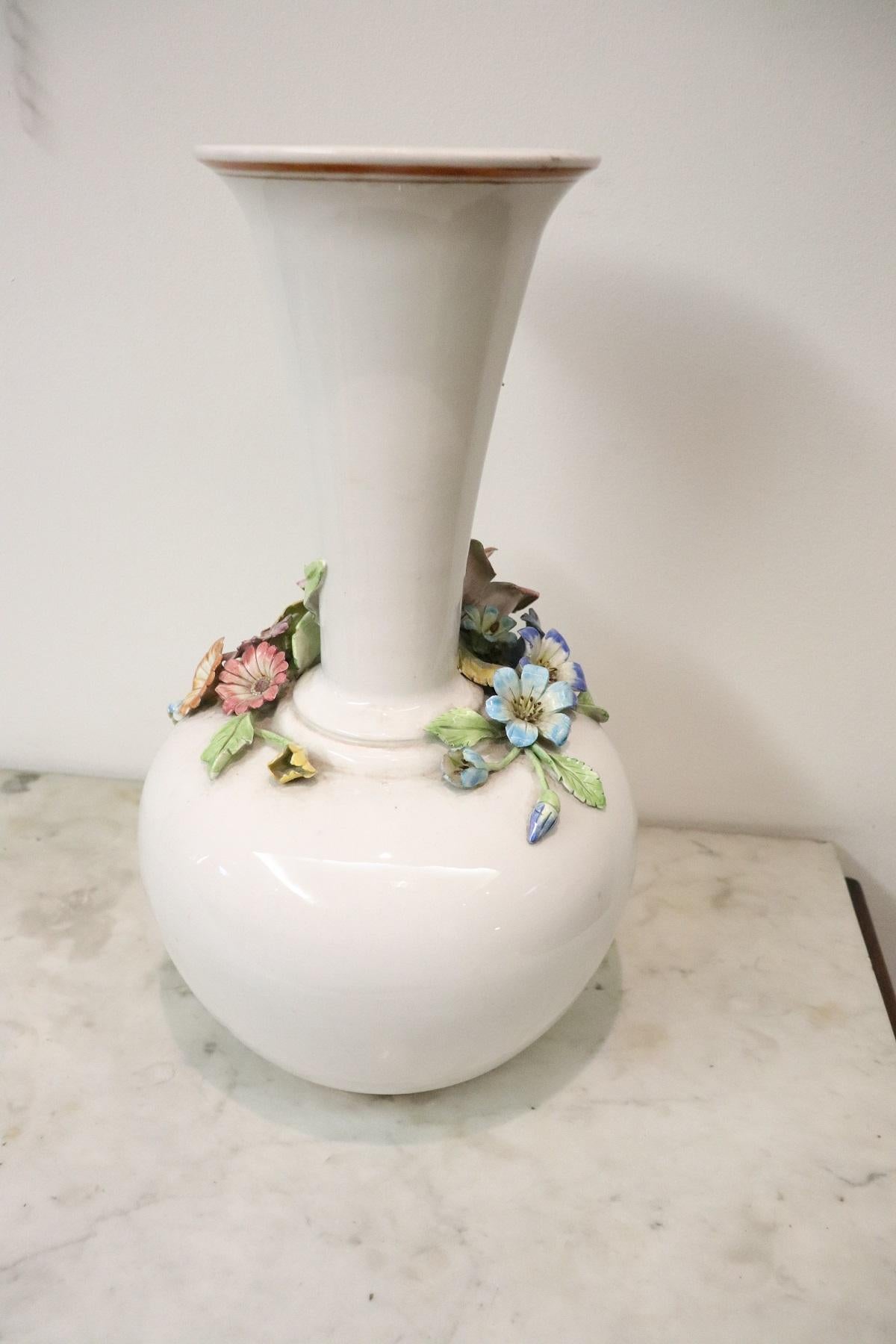 20th Century Artistic Hand Painted Ceramic Vase with Floral Decoration, 1920s 2