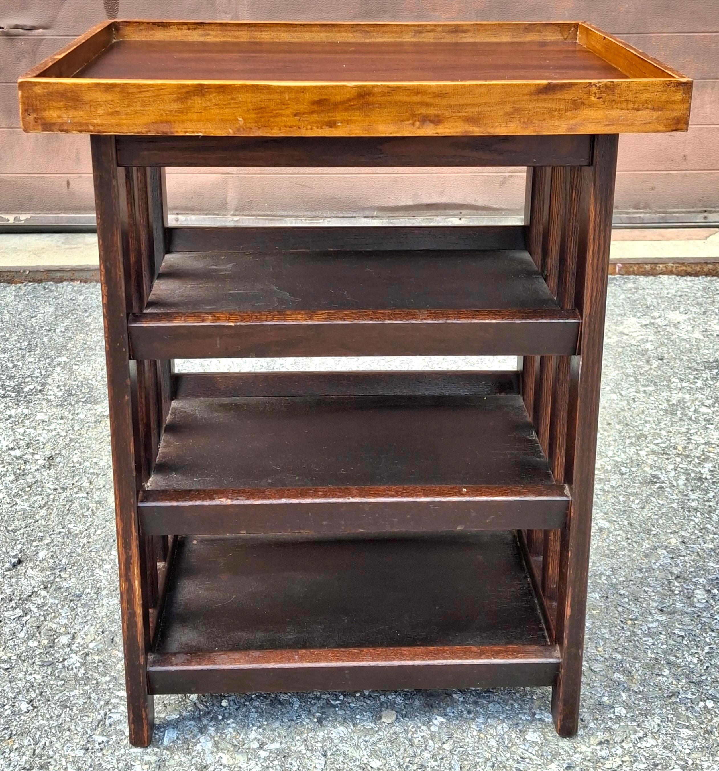 American 20th Century Arts and Crafts Oak Four Tier Etagere Side Table For Sale