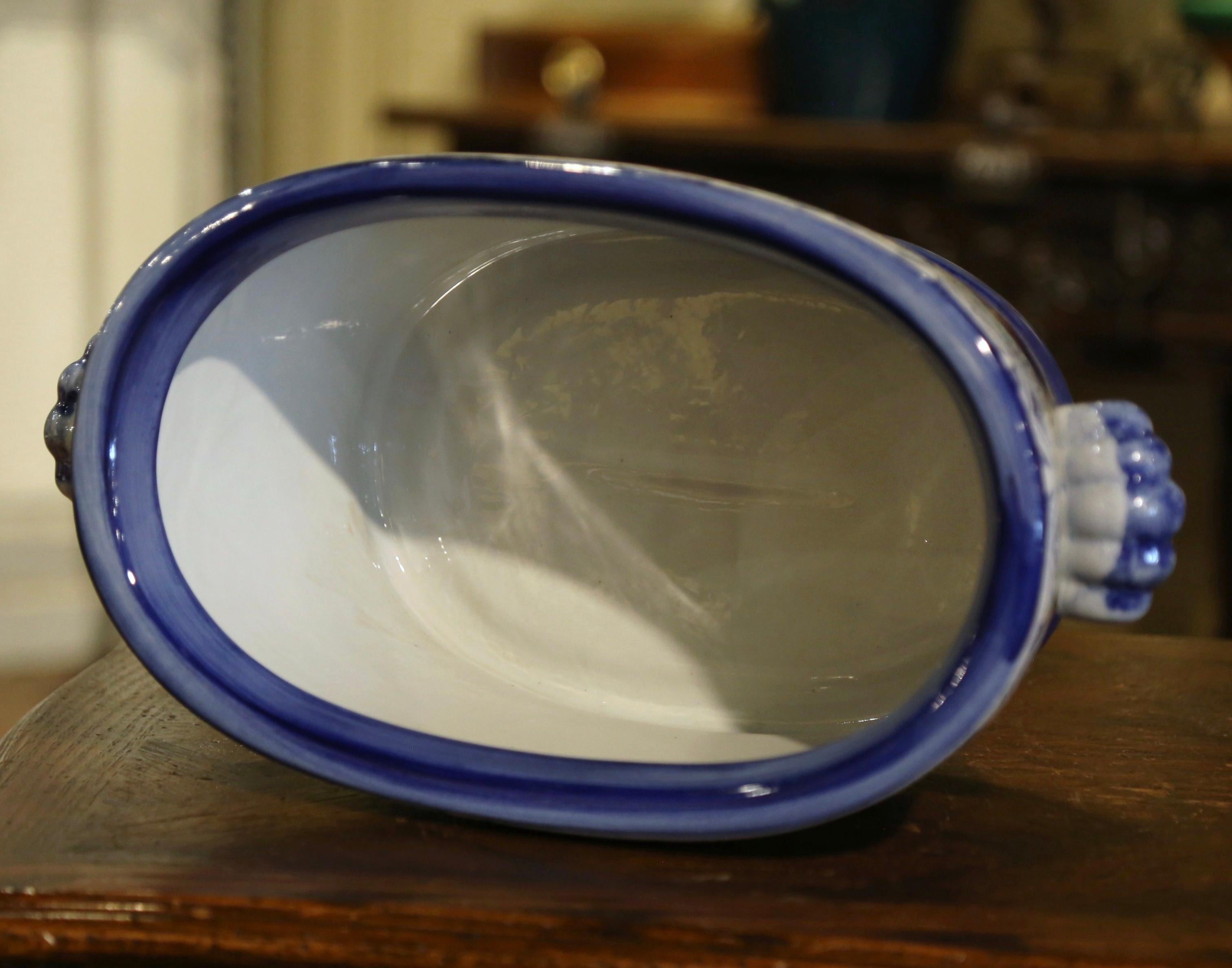 20th Century Asian Blue and White Painted Porcelain Foot Bath Bowl 2