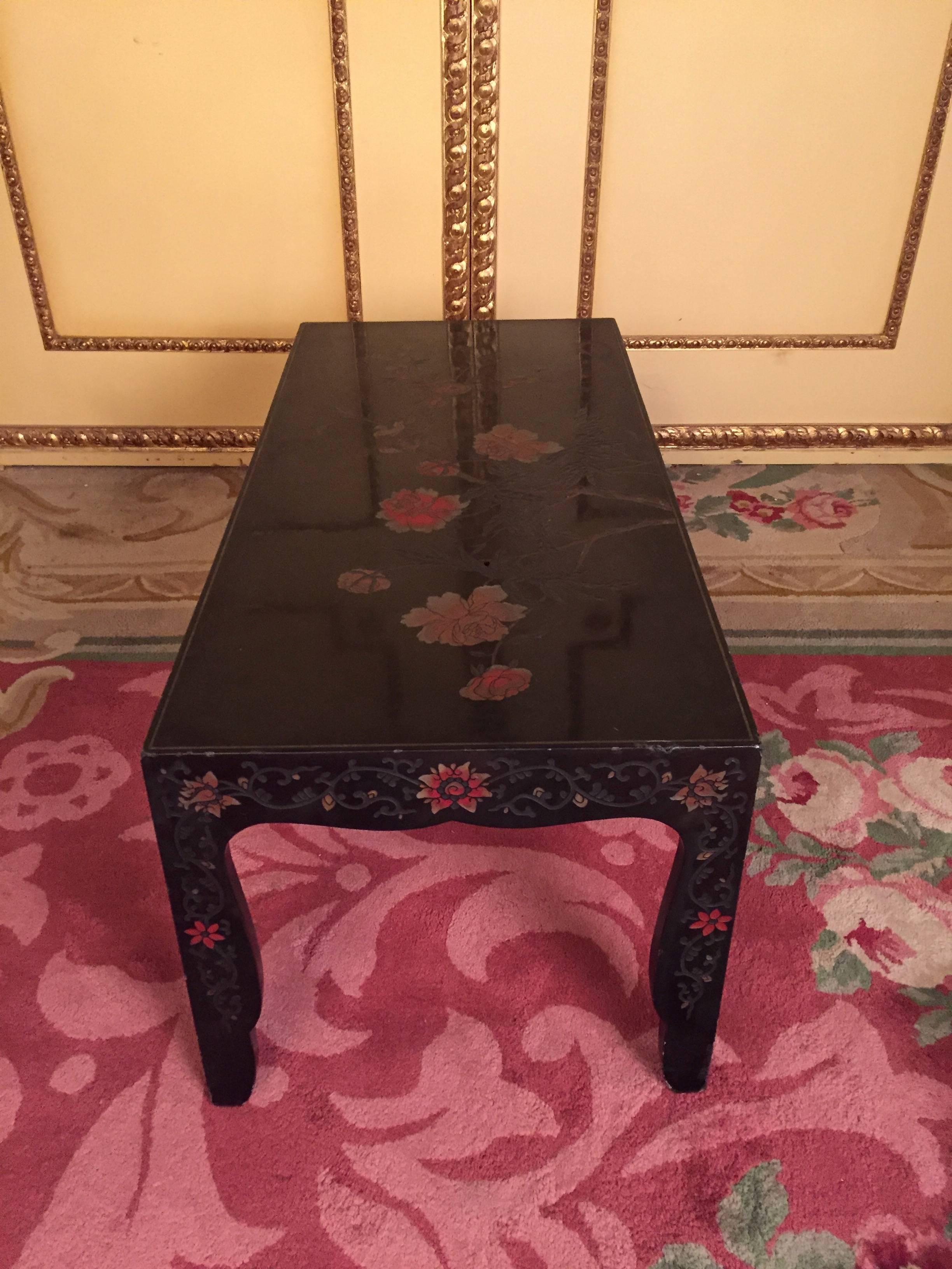 Mesa de centro de Chinoiserie asiática del siglo XX, ebonizada Haya en venta