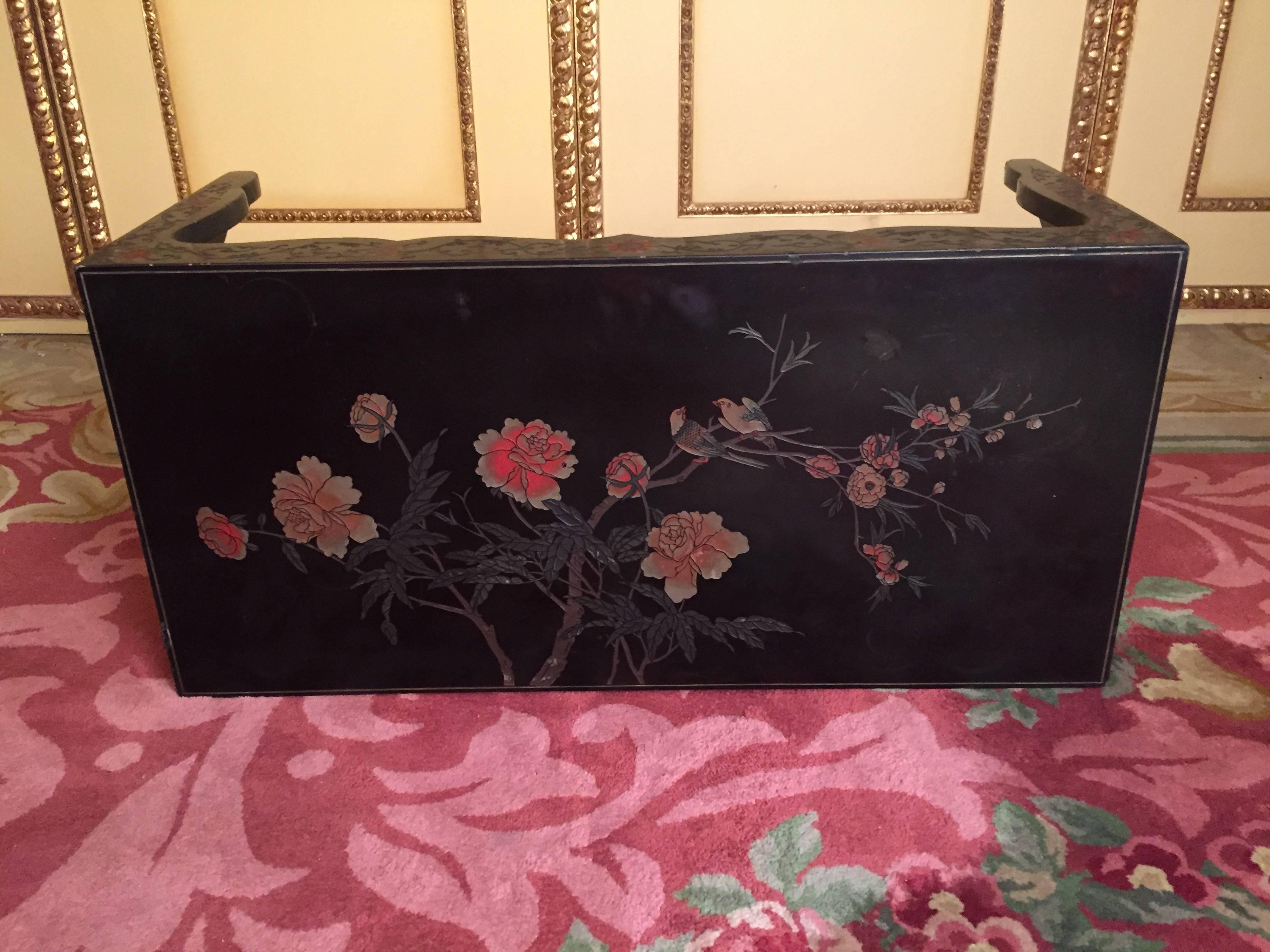 20th Century Asian Chinoiserie Coffee Table, Ebonized For Sale 1