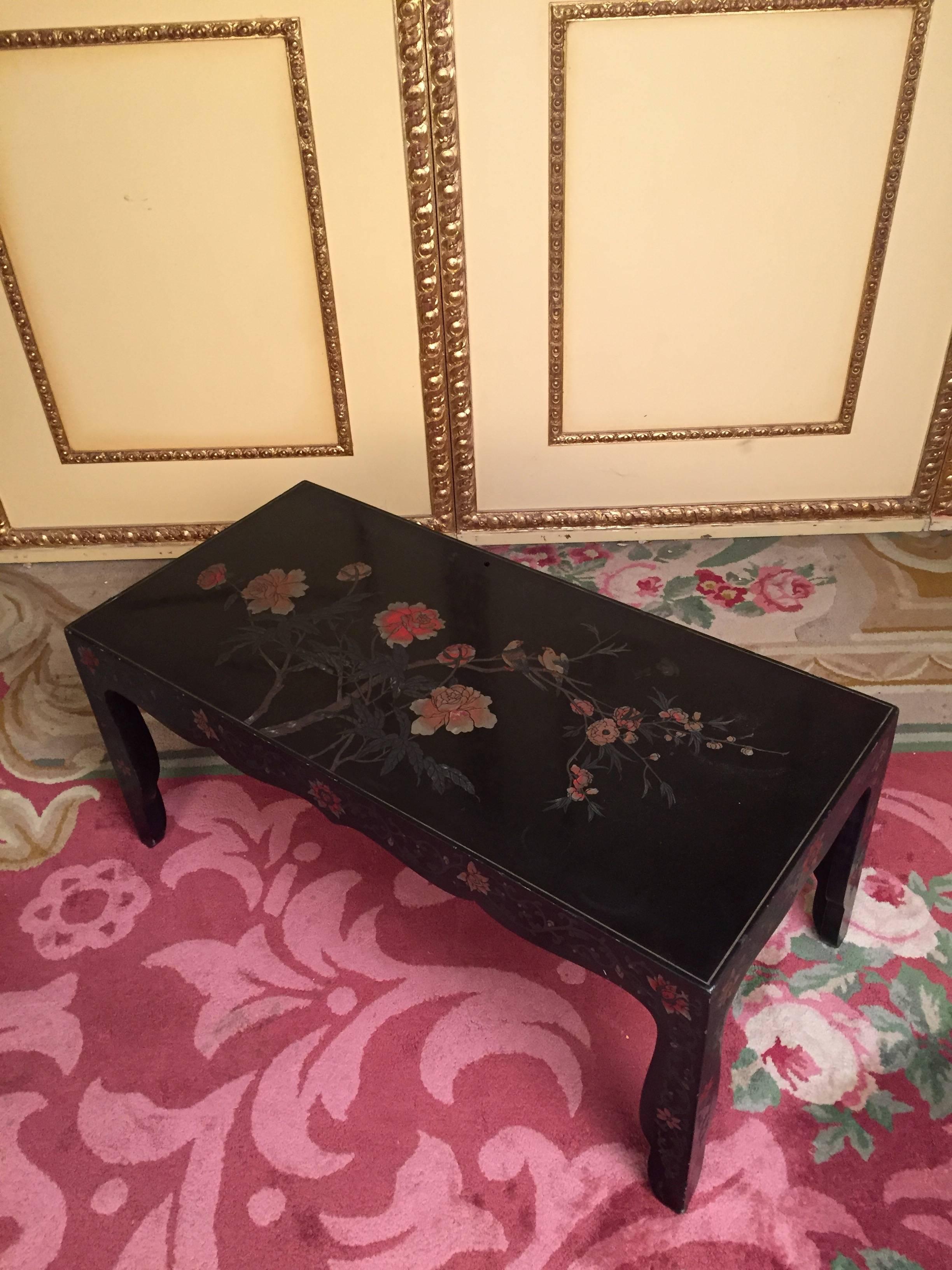 20th Century Asian Chinoiserie Coffee Table, Ebonized For Sale 2