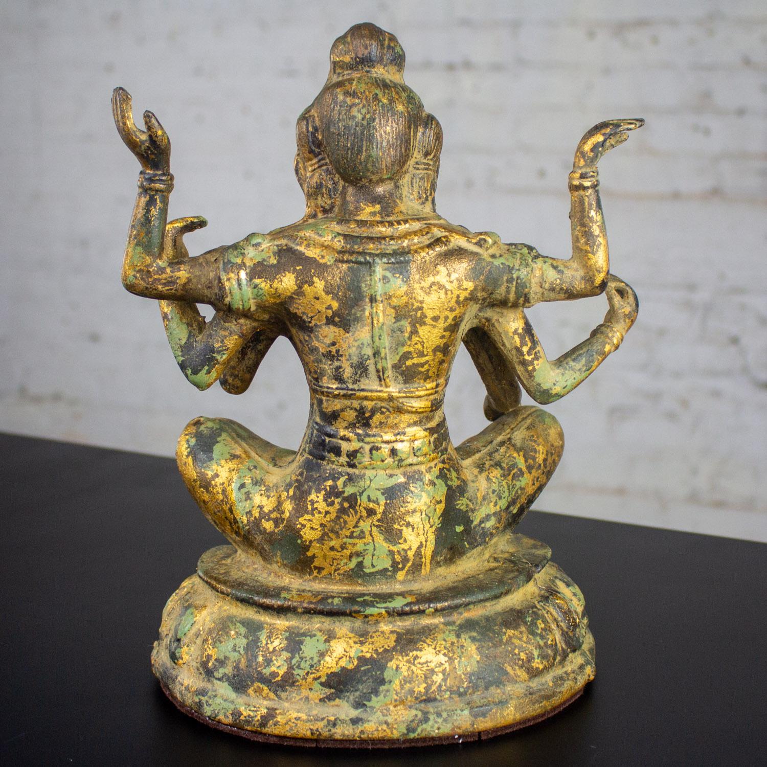 20th Century Asian Gilded Cast Iron 6-Arm Deity Vasudhara Buddhist Sculpture For Sale 10