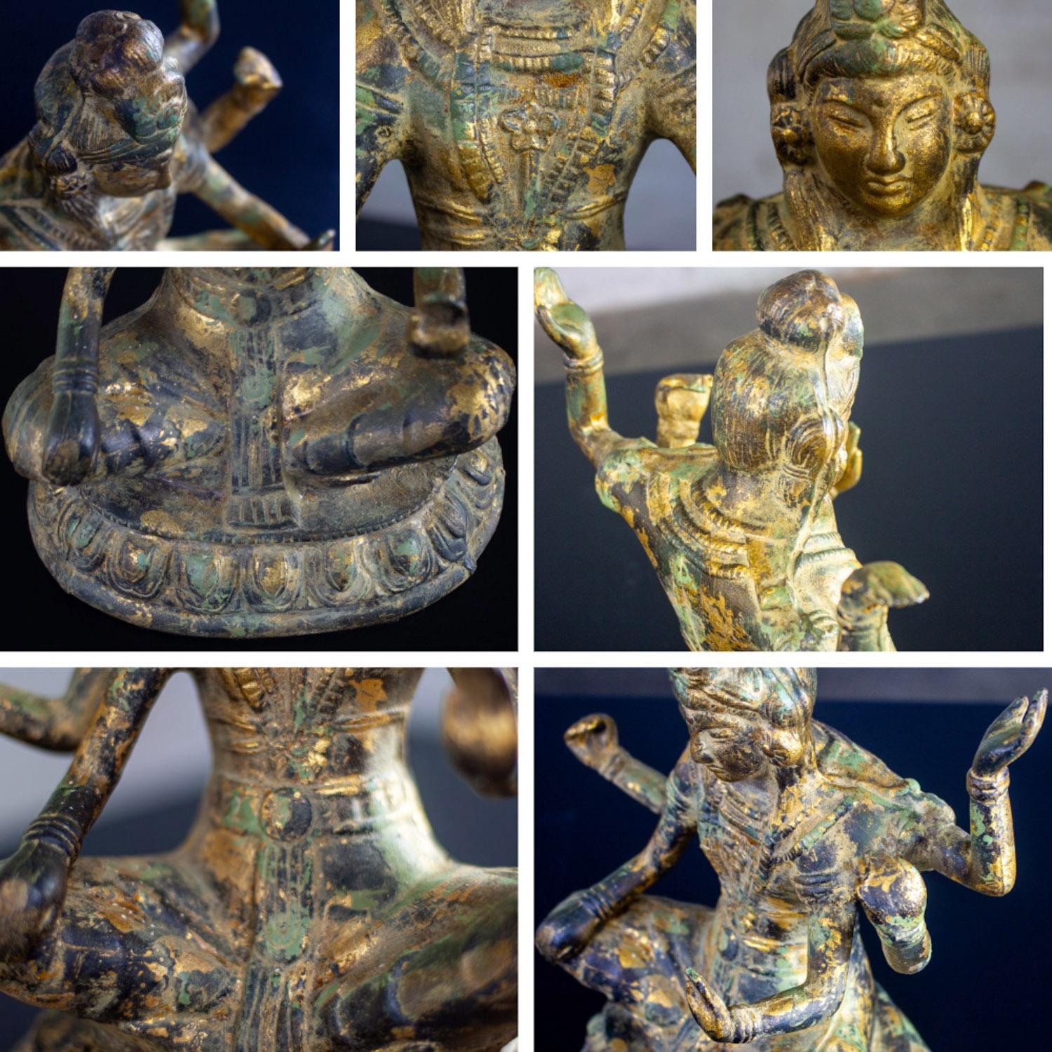 20th Century Asian Gilded Cast Iron 6-Arm Deity Vasudhara Buddhist Sculpture For Sale 11