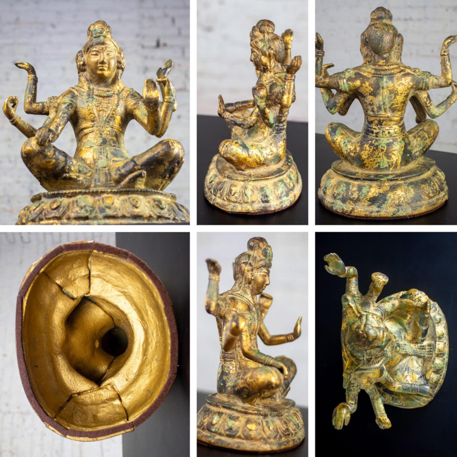 20th Century Asian Gilded Cast Iron 6-Arm Deity Vasudhara Buddhist Sculpture For Sale 12