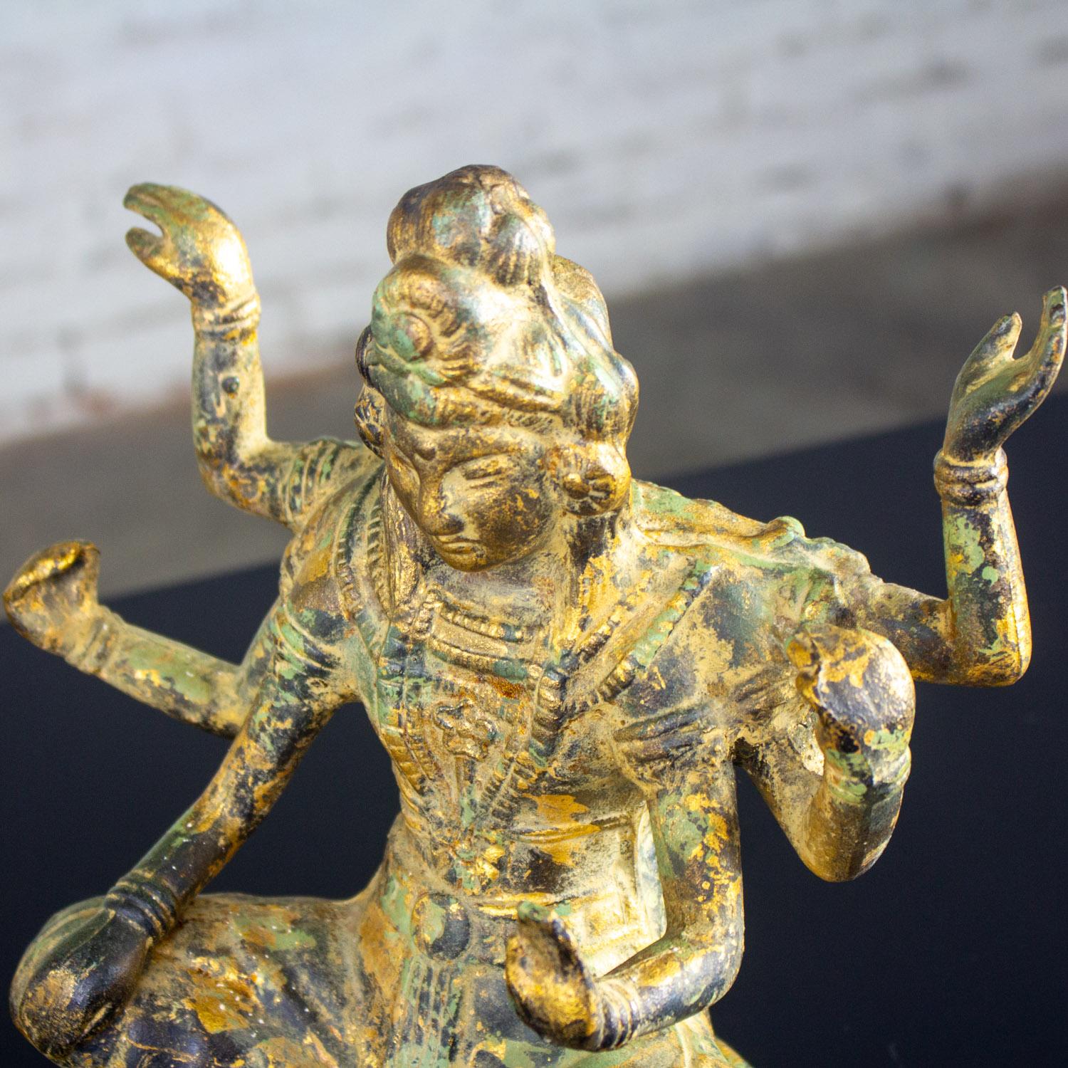 Unknown 20th Century Asian Gilded Cast Iron 6-Arm Deity Vasudhara Buddhist Sculpture For Sale