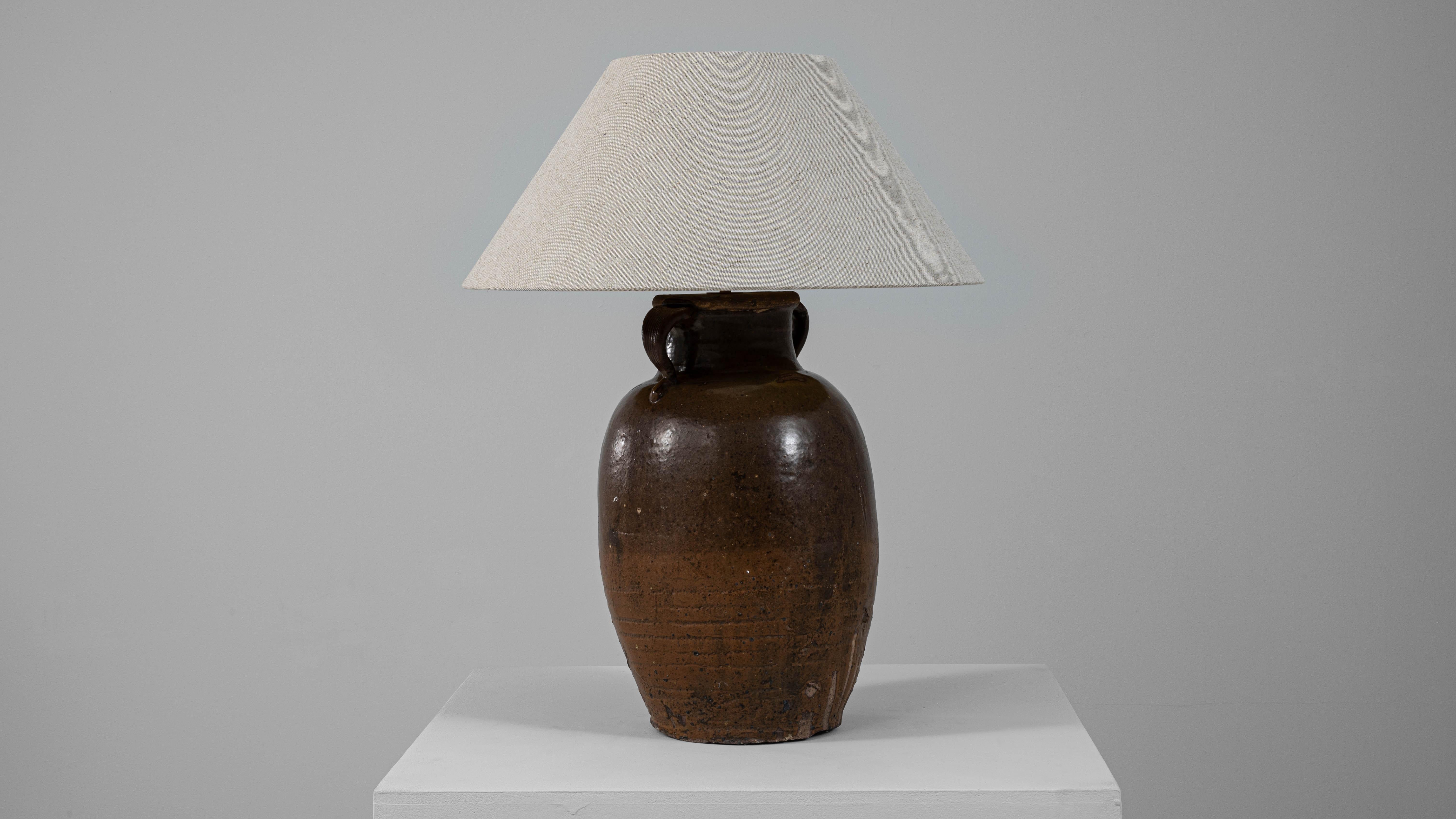 20th Century Asian Glazed Jug Ceramic Table Lamp en vente 2