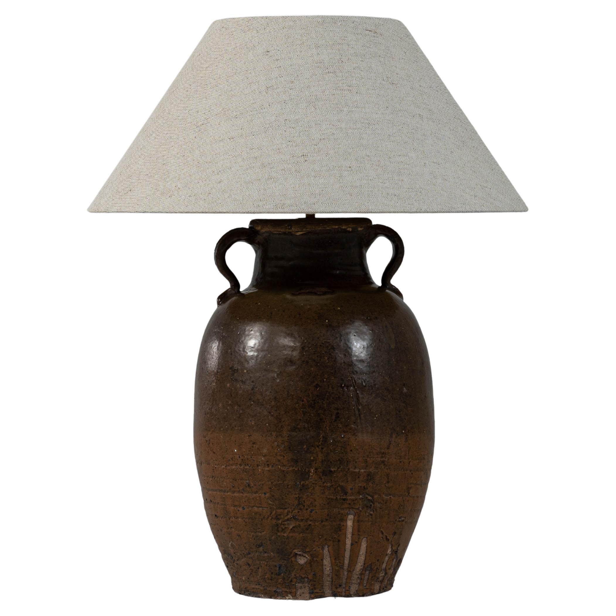 20th Century Asian Glazed Jug Ceramic Table Lamp
