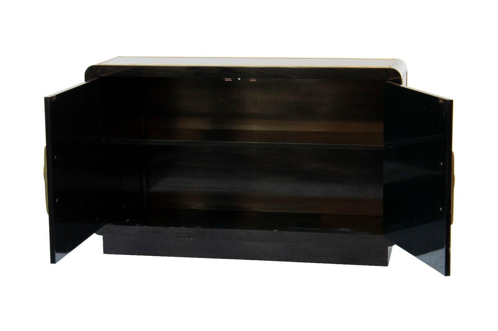 American 20th Century Asian Inspired Black Lacquered Cabinet by Mastercraft For Sale