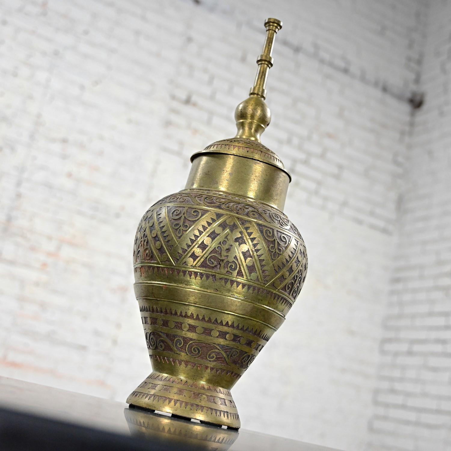 Cast 20Th Century Asian Islamic Wedding Vessel Gador or Mindanao Marana Brass Urn For Sale