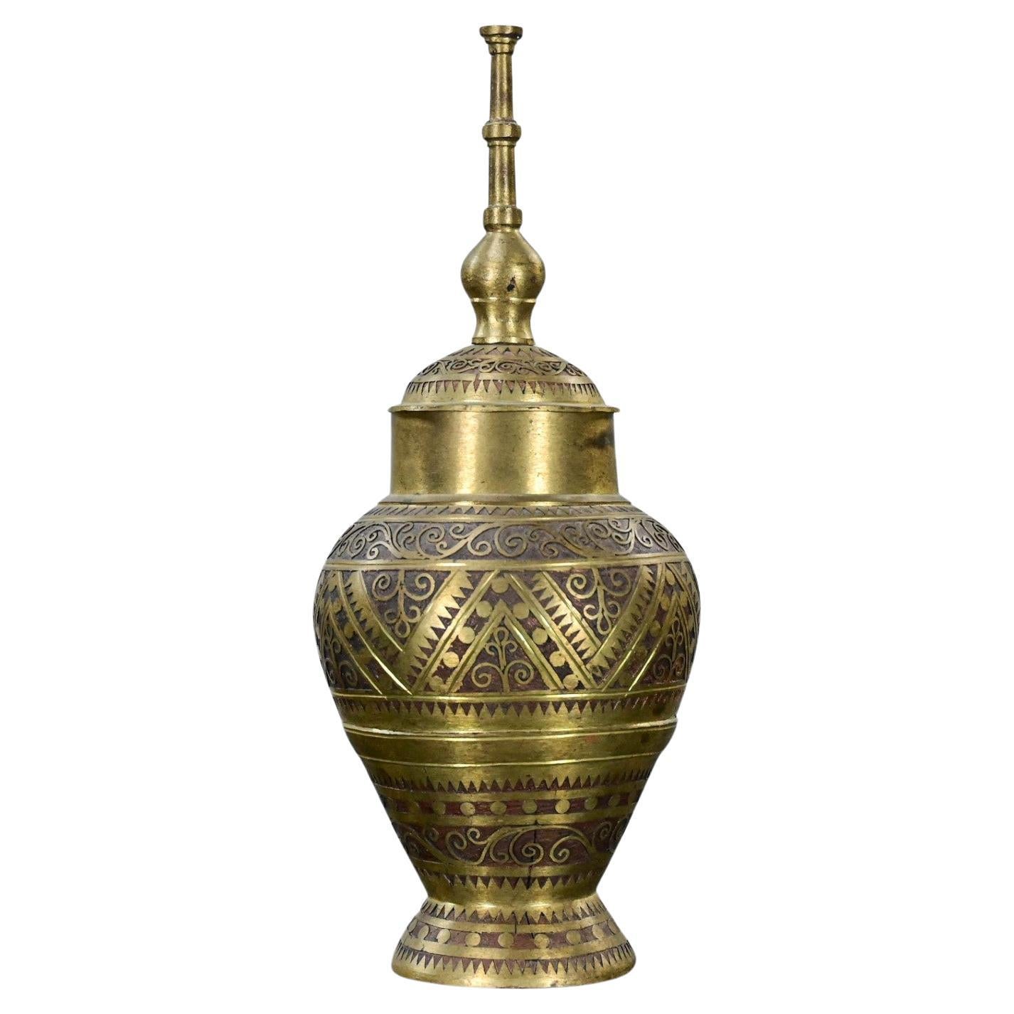20Th Century Asian Islamic Wedding Vessel Gador or Mindanao Marana Brass Urn For Sale